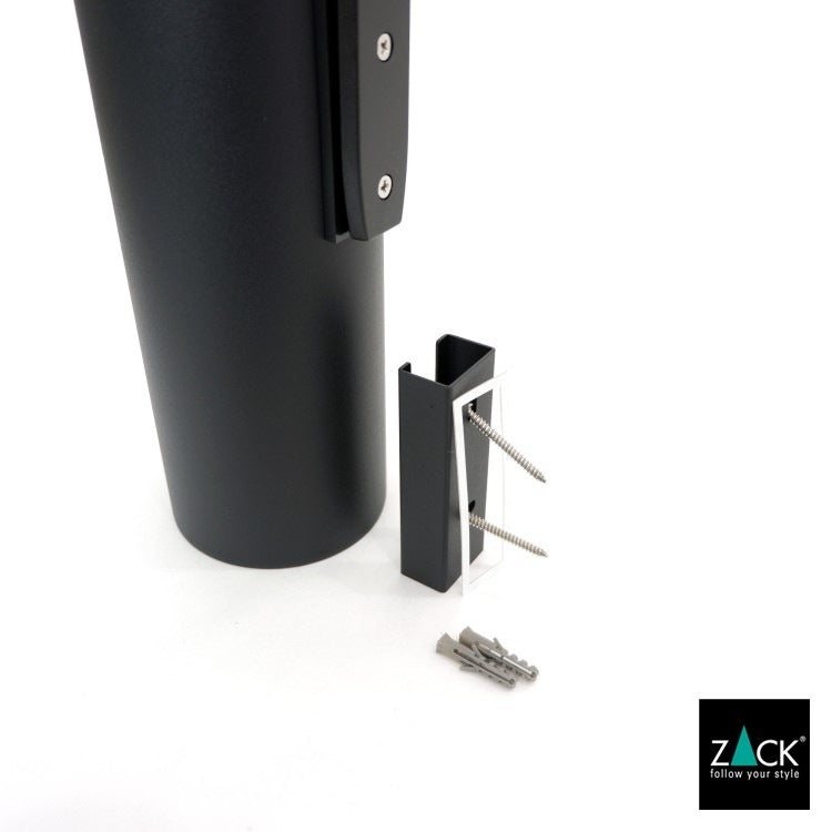 ZACK 40448B トイレブラシ:ケース背面の取付金具とねじ、アンカーを並べた状態