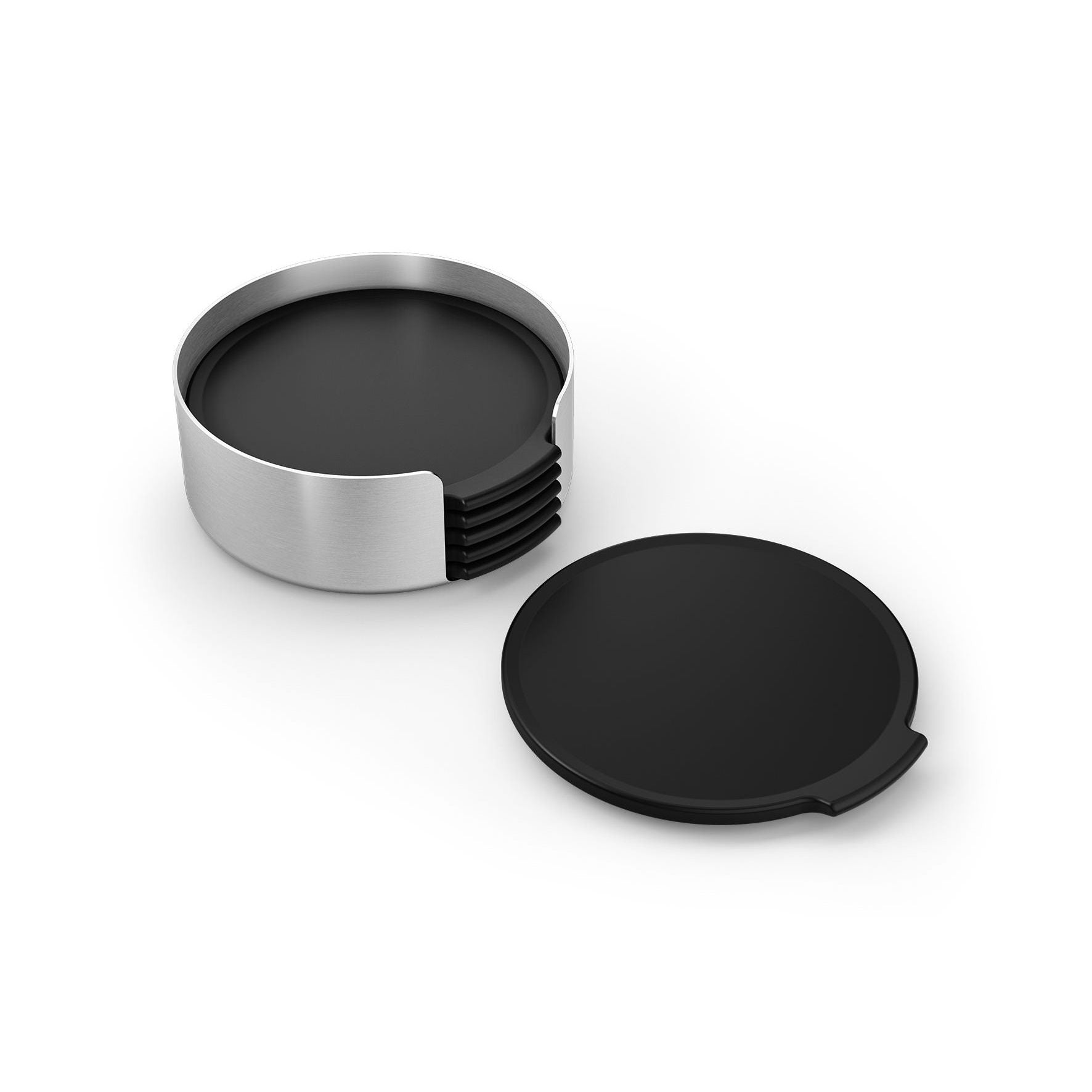 コースターとホルダー｜20372 NORTA HL スタンド付きコースター6枚セット 直径9.3cm 高さ3.5cm 18/10ステンレス製 ヘアライン仕上げ