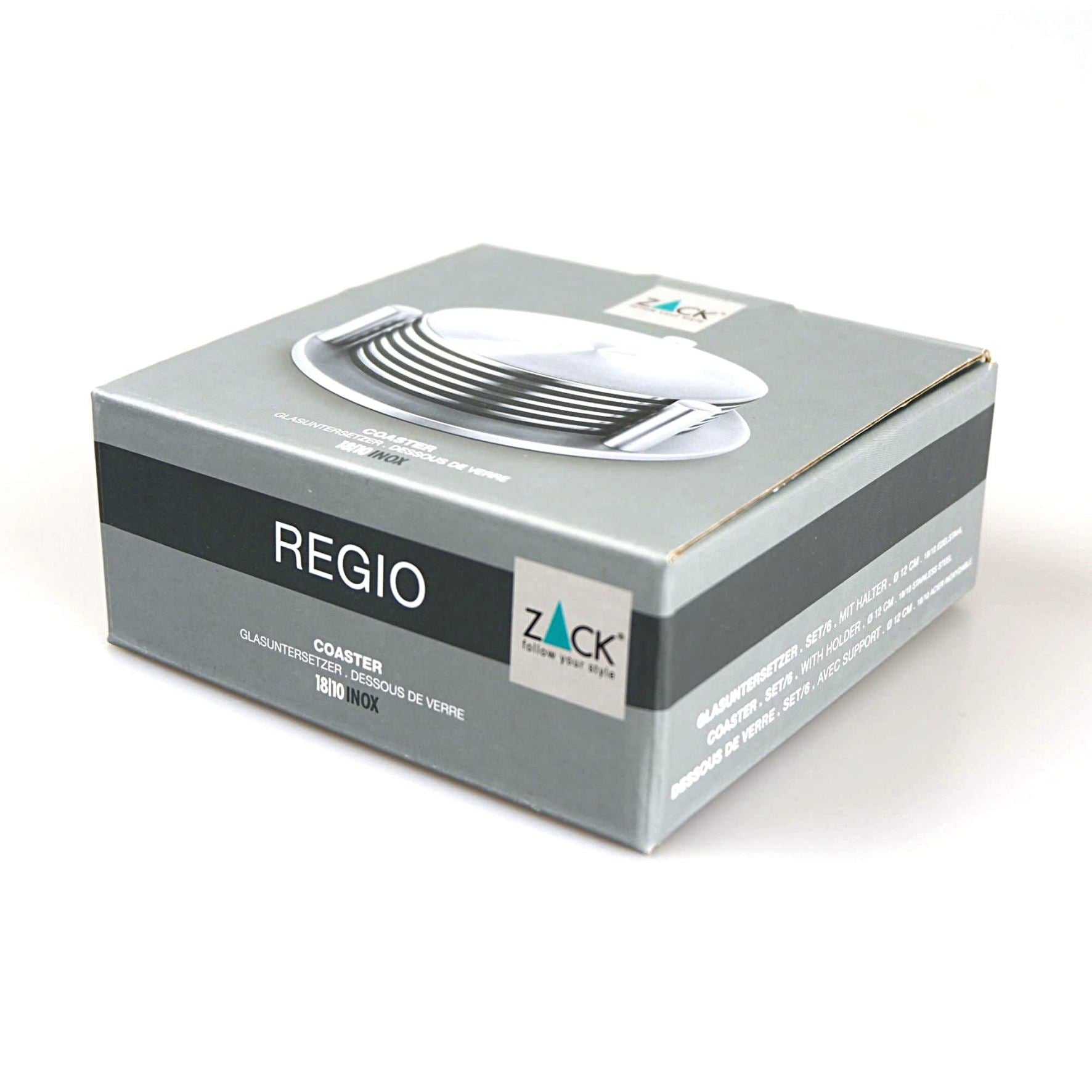 コースターとスタンドのセット｜20374 REGIO HL スタンド付きコースター6枚セット 台直径12cm コースター直径9.5cm 18/10ステンレス製 ヘアライン仕上げ