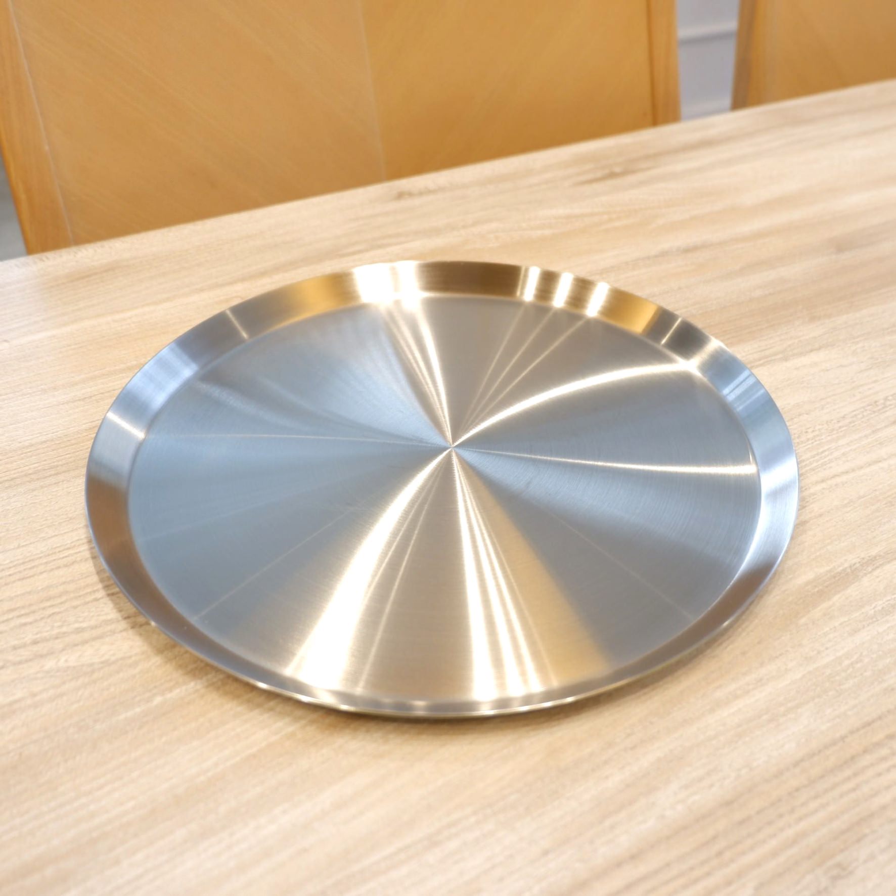 トレイ｜20523 ACIO HL ラウンドトレー 直径26cm 高さ1cm 18/10ステンレス製 ヘアライン仕上げ