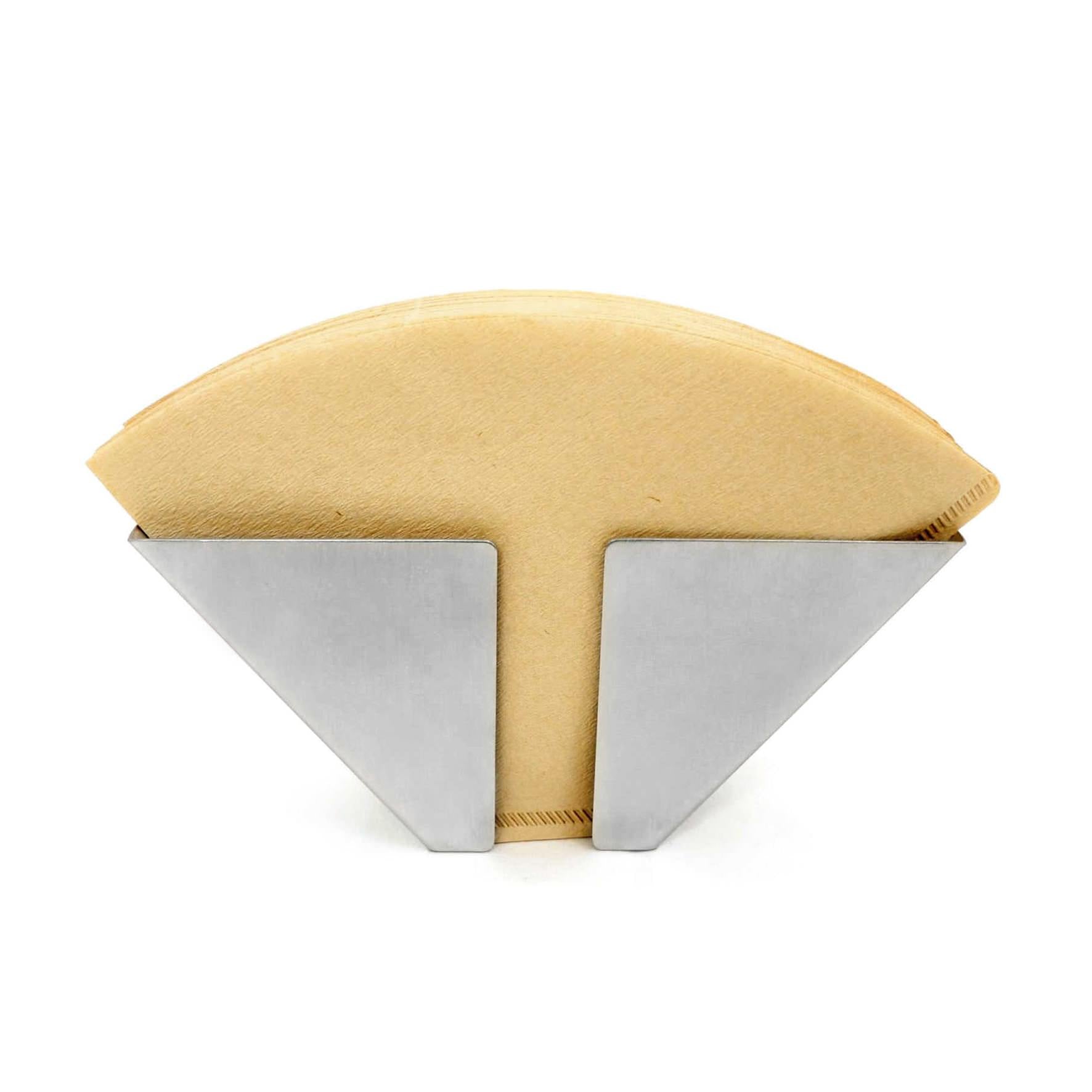 コーヒーフィルターホルダー｜20744 NUNO HL 壁付けコーヒーフィルターケース 高さ12cm 幅19cm 18/10ステンレス製 ヘアライン仕上げ