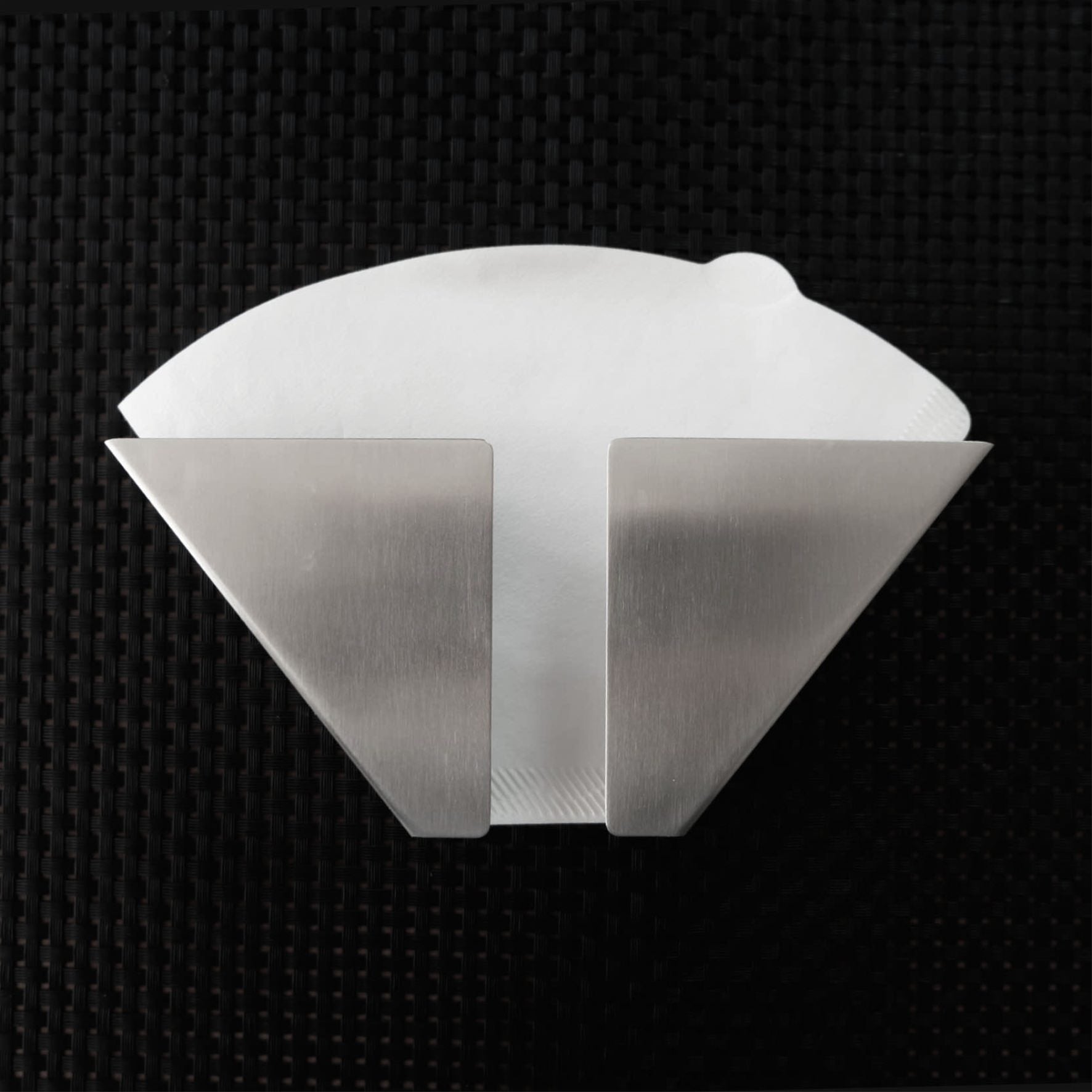 コーヒーフィルターホルダー｜20744 NUNO HL 壁付けコーヒーフィルターケース 高さ12cm 幅19cm 18/10ステンレス製 ヘアライン仕上げ