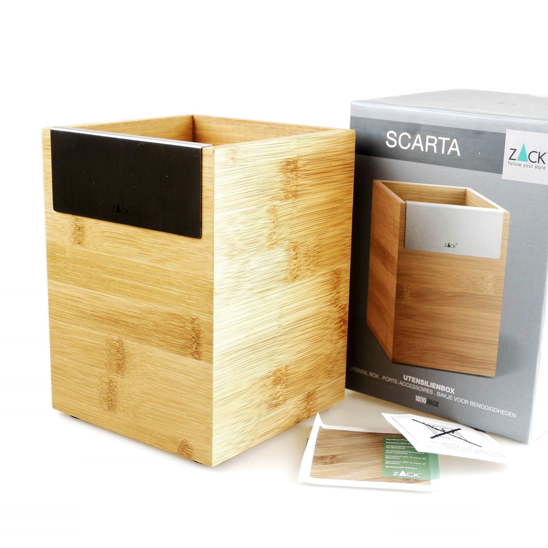 キッチンツールボックス｜20823 SCARTA HL キッチン用収納ボックス 調味料入れ 高さ16.3cm 幅12cm 18/10ステンレス製 ヘアライン仕上げ H1