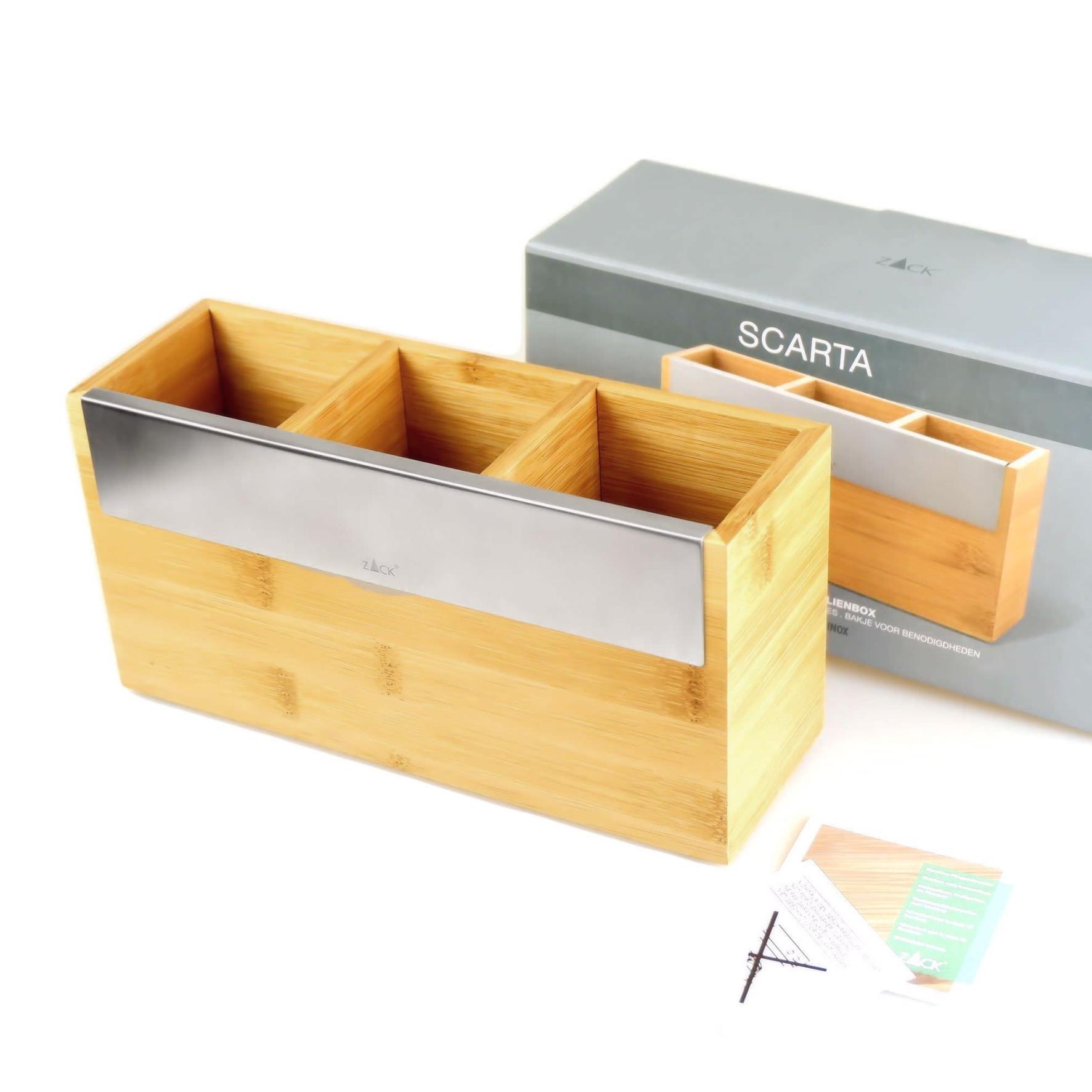 キッチンツールボックス｜20824 SCARTA HL キッチン用収納ボックス 調味料入れ 高さ12.3cm 幅24cm 18/10ステンレス製 ヘアライン仕上げ H1