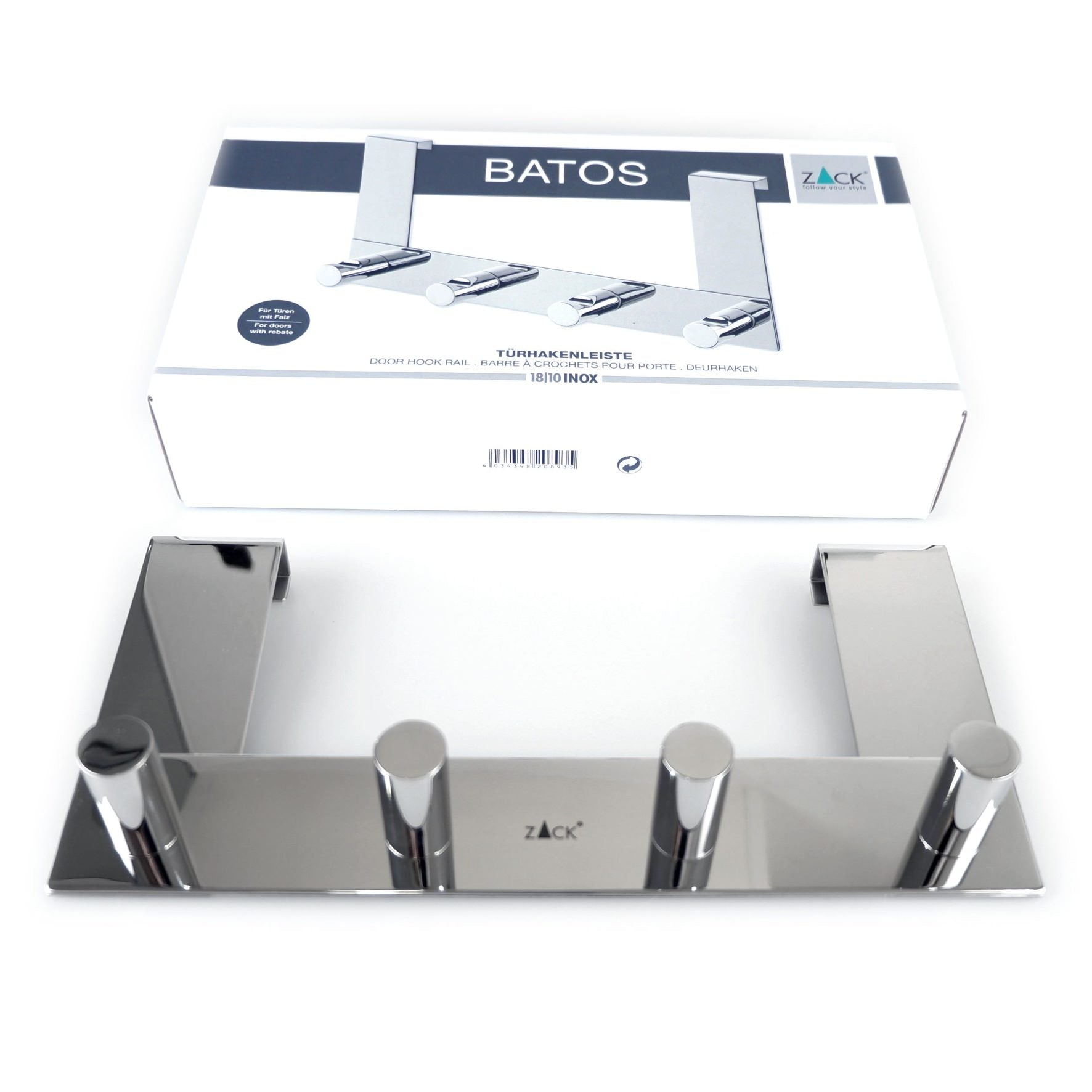 ドアフックラック｜20893 BATOS MP 衣類フック 帽子掛け 高さ13.6cm 幅27cm ドア幅16mm用 18/10ステンレス製 ミラーポリッシュ仕上げ H1 SP50