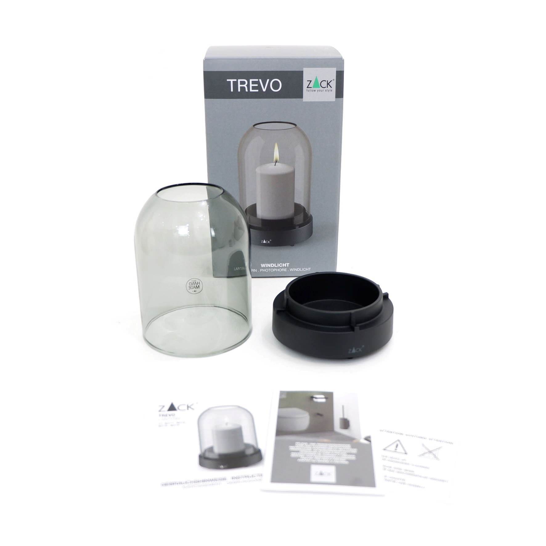 ランタンS グレー｜30111 TREVO ガラス製 テーブルライト 卓上ライト キャンドルライト直径9.8cm 高さ15cm ガラス直径5cm 高さ13cm グレイ