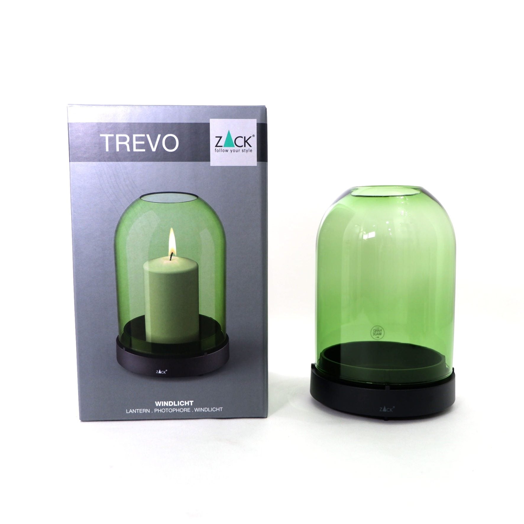 ランタンL グリーン｜30114 TREVO ガラス製 テーブルライト 卓上ライト キャンドルライト 直径13.8cm 高さ20.3cm ガラス直径6.5cm 高さ18cm グリーン SP50