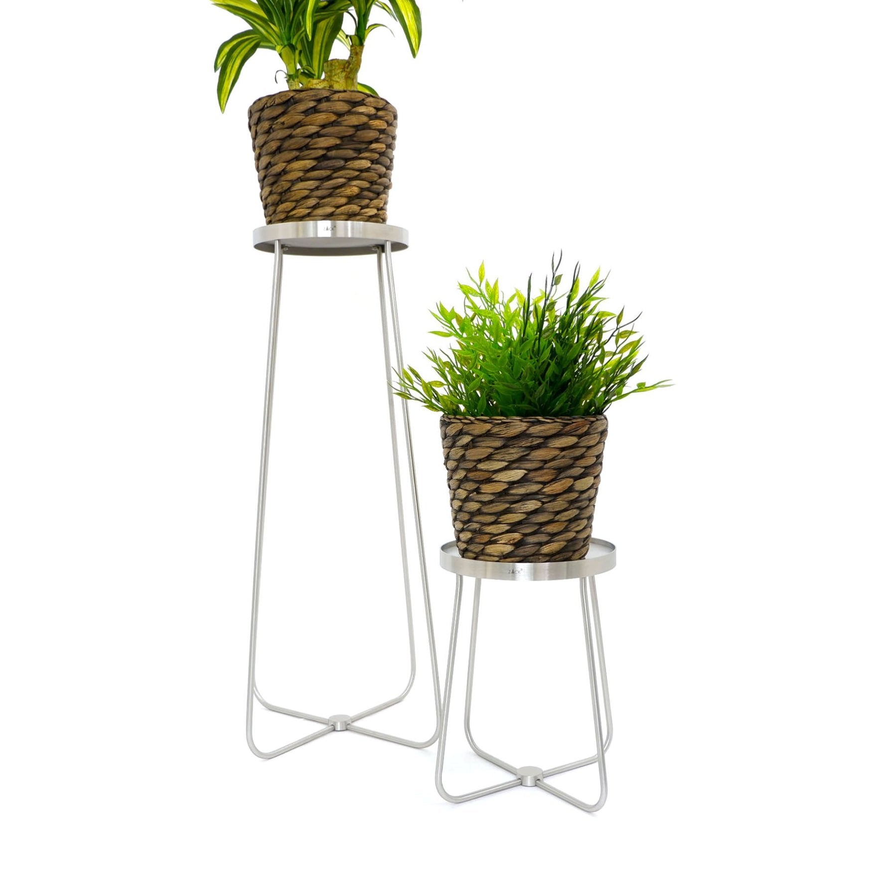 フラワーポットスタンドL｜30636 PLATENA HL ガーデニング 鉢置き 鉢スタンド 高さ52cm 直径27.6cm 18/10ステンレス製 ヘアライン仕上げ H2-632