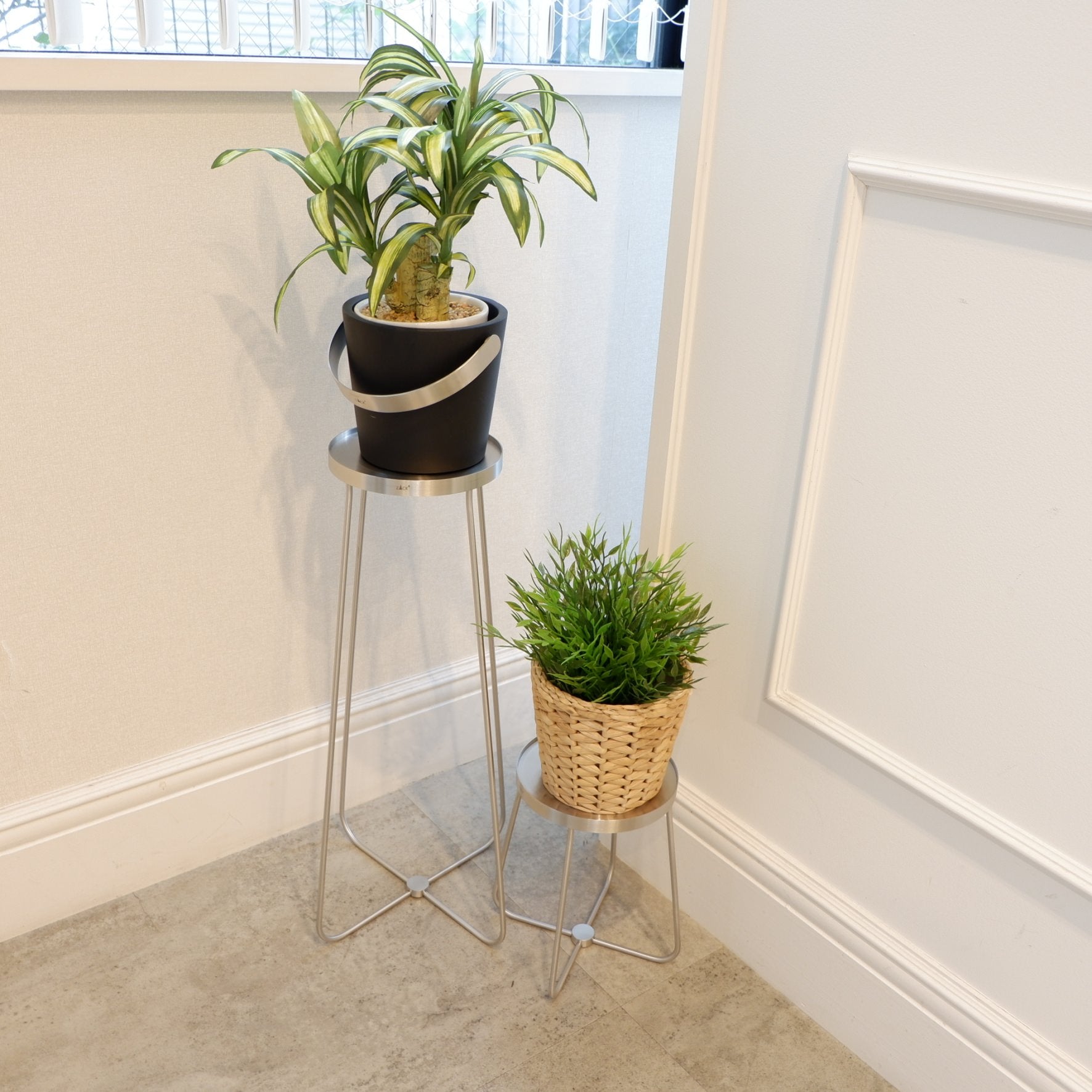 フラワーポットスタンドL｜30636 PLATENA HL ガーデニング 鉢置き 鉢スタンド 高さ52cm 直径27.6cm 18/10ステンレス製 ヘアライン仕上げ H2-632