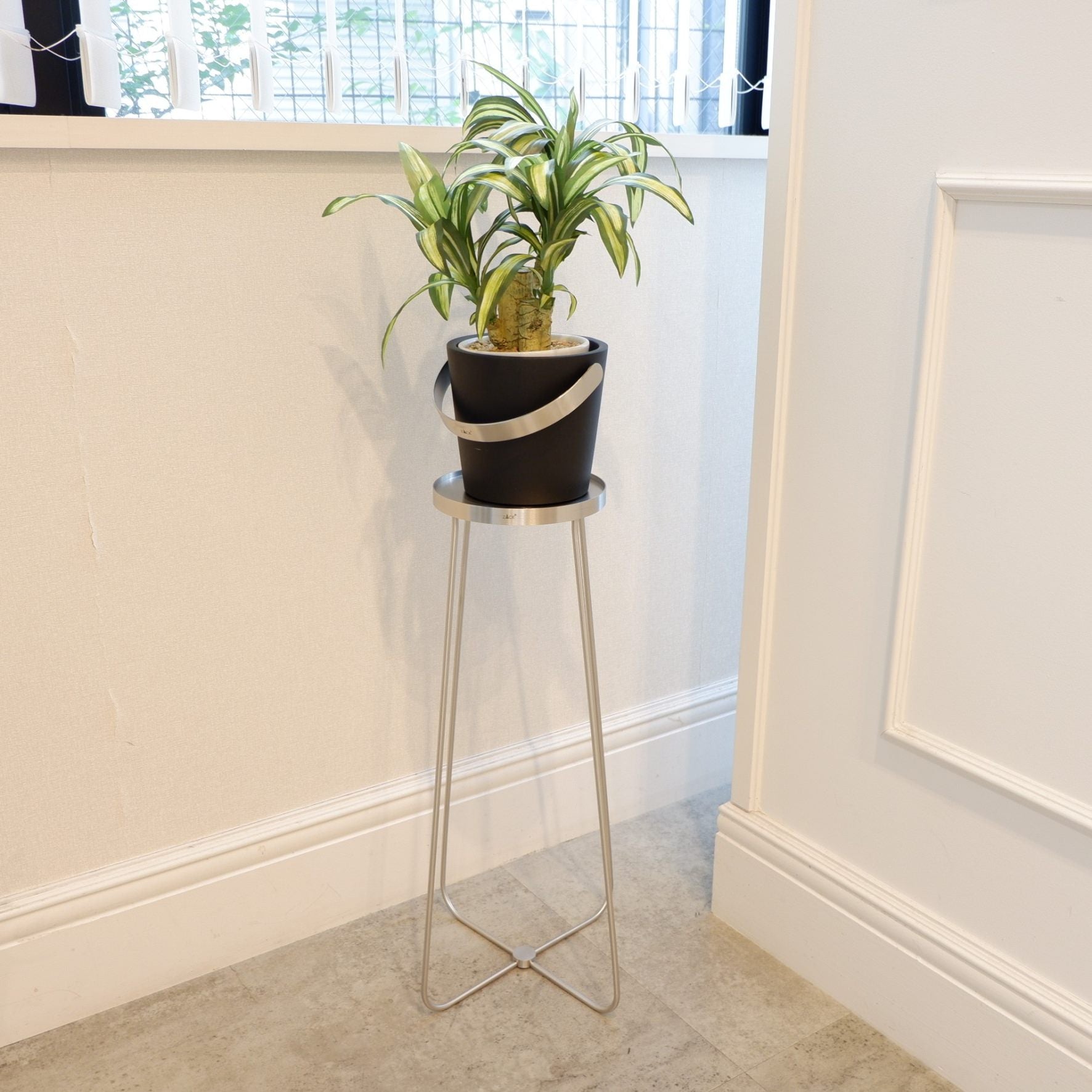 フラワーポットスタンドL｜30636 PLATENA HL ガーデニング 鉢置き 鉢スタンド 高さ52cm 直径27.6cm 18/10ステンレス製 ヘアライン仕上げ H2-632