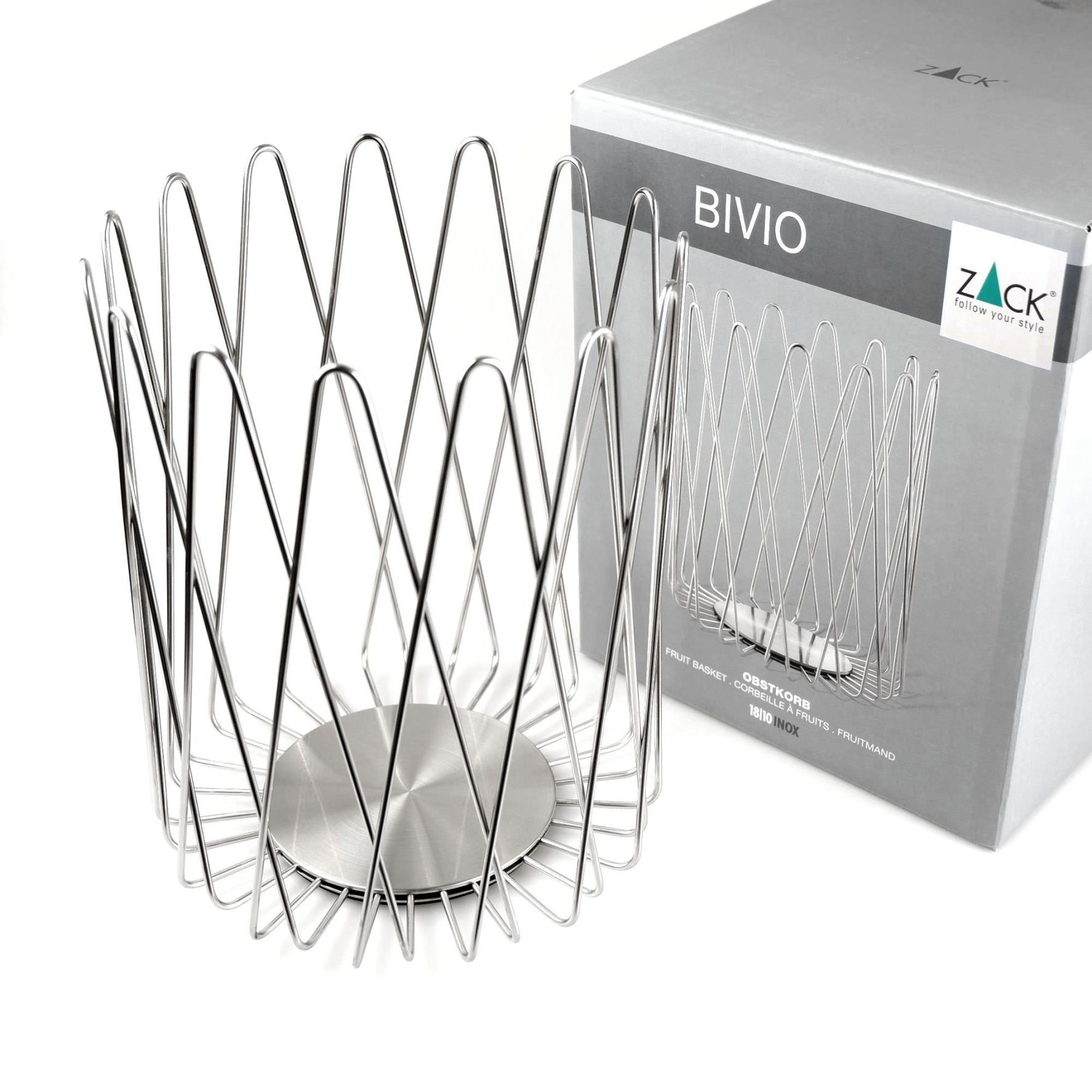 フルーツバスケット｜30655 BIVIO HL ベジタブルストッカー バスケット 直径20.5cm 高さ25.3cm 18/10ステンレス製 ヘアライン仕上げ H2-110