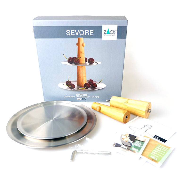 ケーキ/フルーツスタンド｜30739 SEVORE HL 2段スタンド フルーツスタンド アフタヌーンティスタンド 高さ23.5cm 最大直径22cm 18/10ステンレス製 ヘアライン仕上げ H2-475 SP50