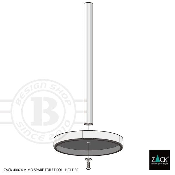 スペアトイレットペーパーホルダー｜40074 MIMO MP 予備ロール ペーパーストッカー ペーパースタンド 高さ38cm ベース直径15cm 18/10ステンレス製 ミラーポリッシュ仕上げ