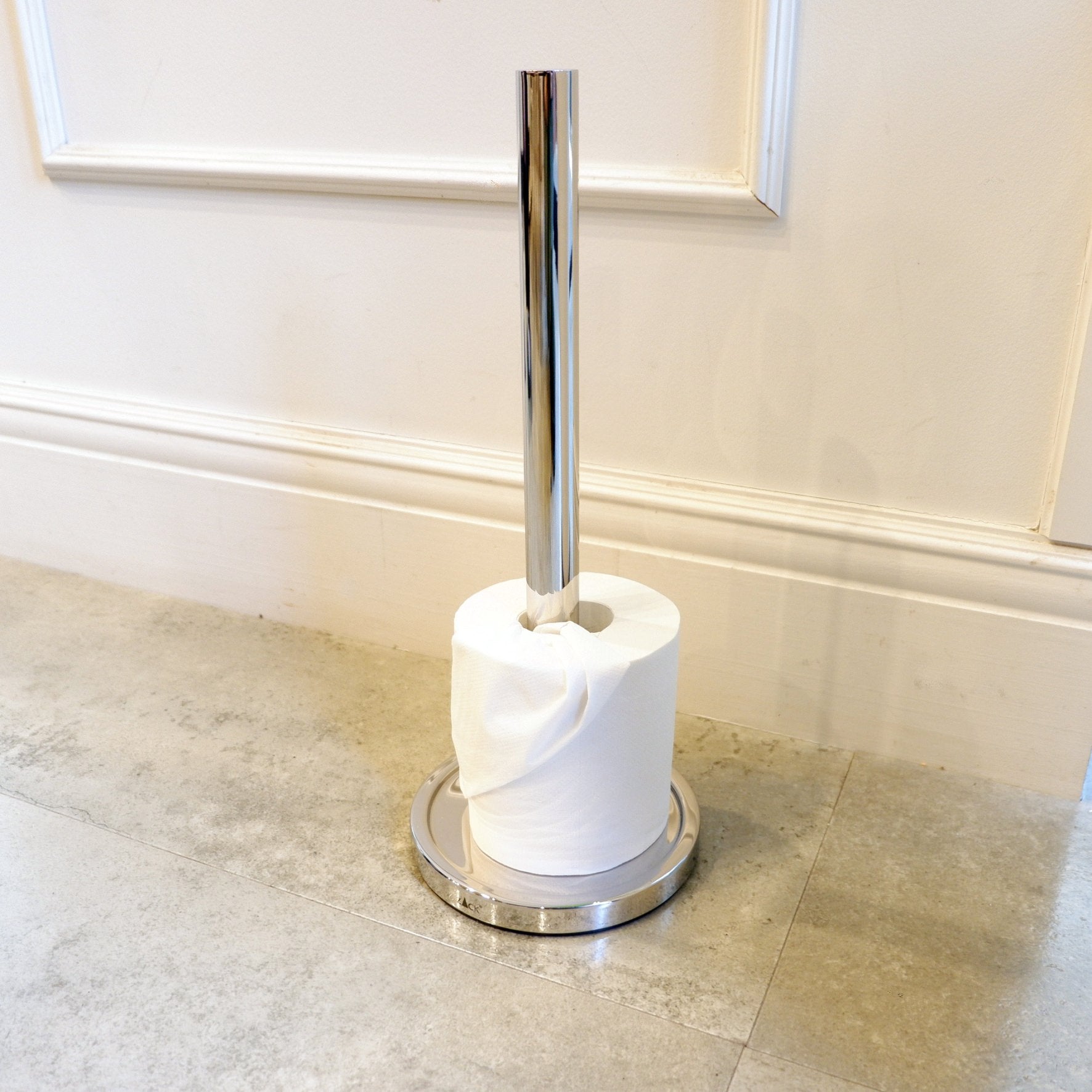 スペアトイレットペーパーホルダー｜40074 MIMO MP 予備ロール ペーパーストッカー ペーパースタンド 高さ38cm ベース直径15cm 18/10ステンレス製 ミラーポリッシュ仕上げ