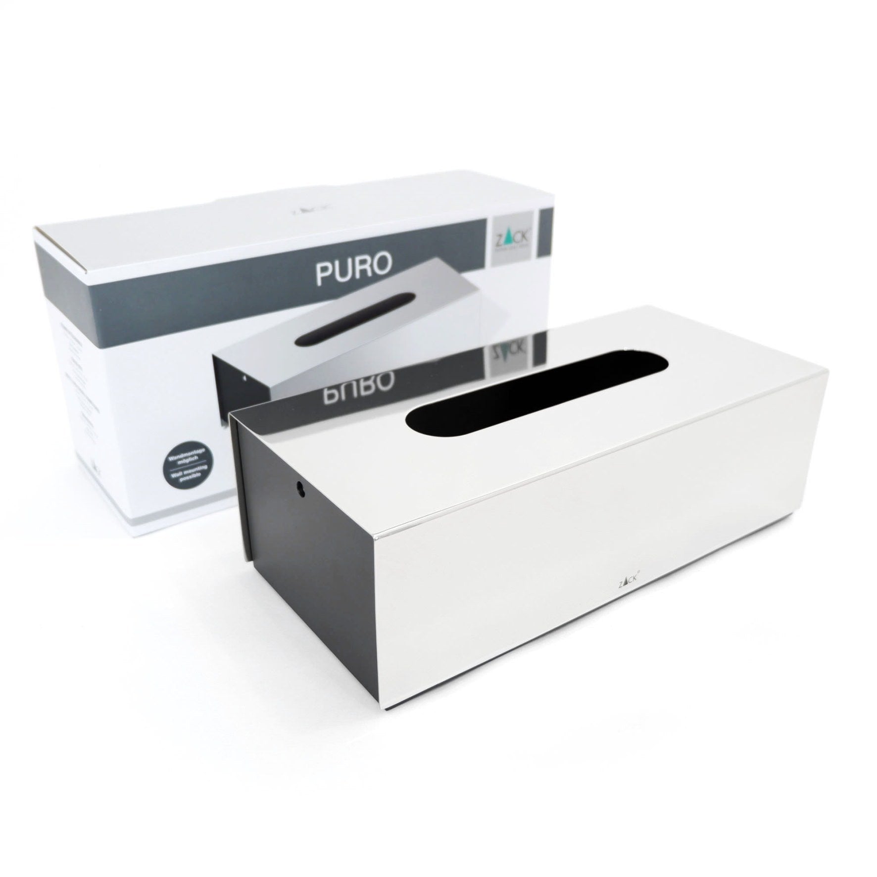 ティッシュボックス｜40093 PURO MP ティッシュケース ティッシュホルダー 幅25cm 奥行き11.5cm 高さ7.5cm 18/10ステンレス製 ミラーポリッシュ仕上げ