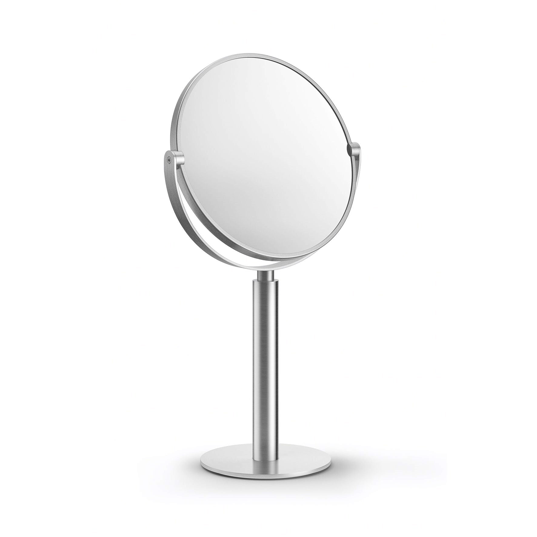 メイクアップミラー｜40114 FELICE HL 卓上スタンディングミラー 両面鏡 等倍/3倍拡大鏡 高さ35cm 鏡直径18cm 18/10ステンレス製 ヘアライン仕上げ - ハイエンドなラグジュアリーホテルなどにも採用実績豊