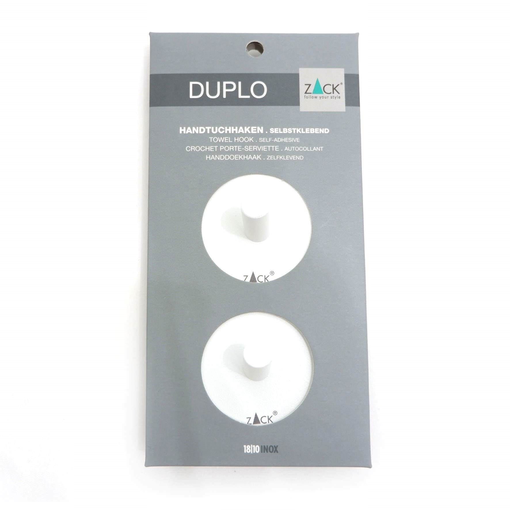 タオル掛け｜40127 DUPLO MW タオルフック 2個入 タオルホルダー シール接着タイプ 直径4.5cm 18/10ステンレス製 マットホワイト SP50