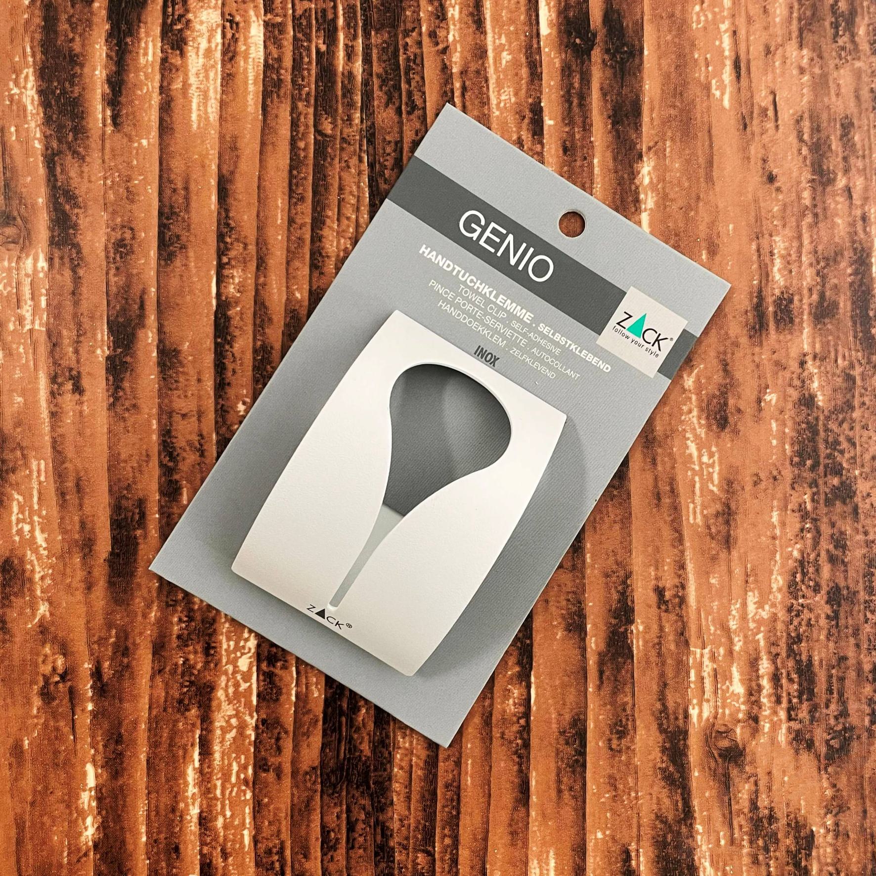 タオル掛け｜40136 GENIO MW タオルクリップ タオルホルダー シール接着タイプ 縦7.5cm 幅5cm 18/10ステンレス製 マットホワイト