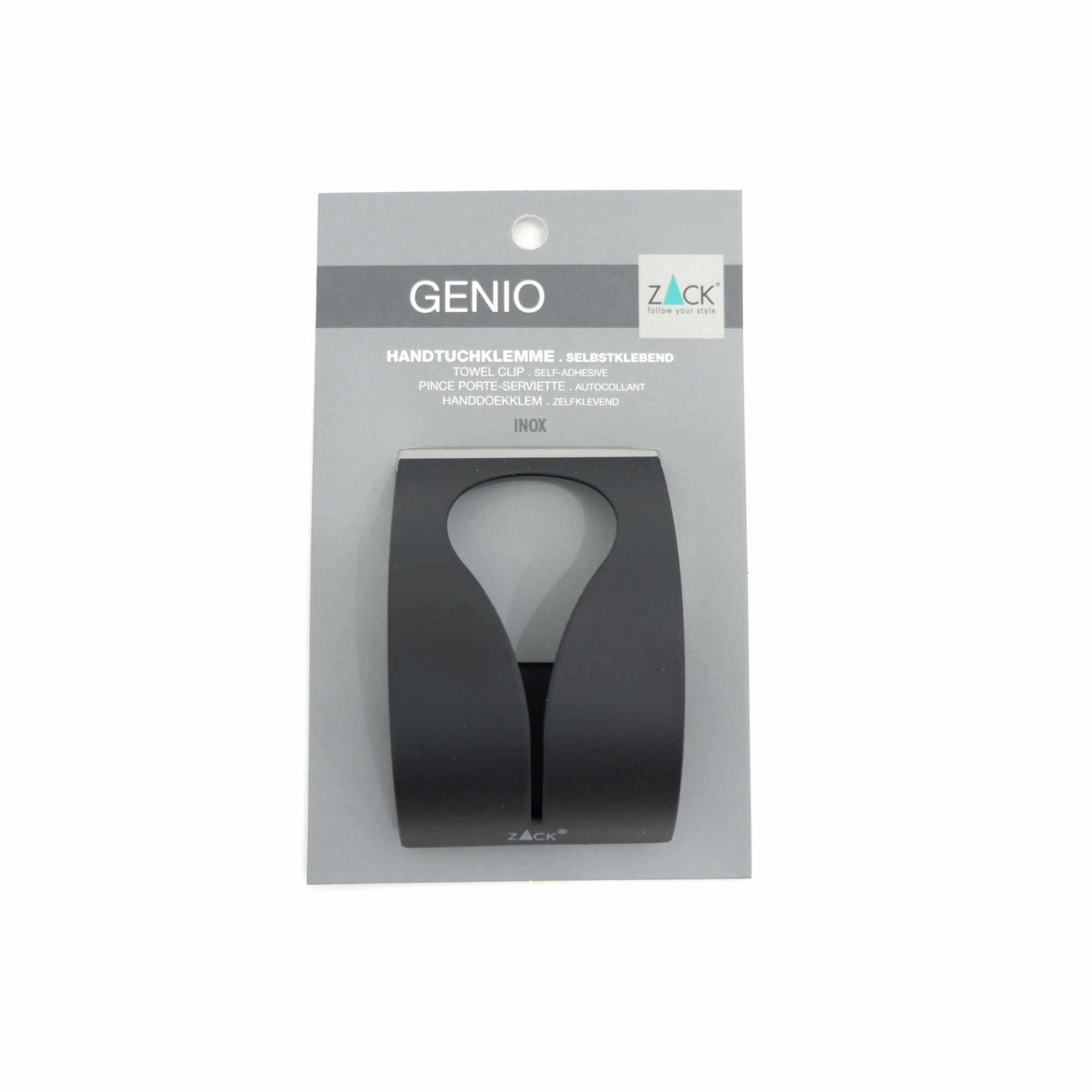 タオル掛け｜40137 GENIO MB タオルクリップ タオルホルダー シール接着タイプ 縦7.5cm 幅5cm 18/10ステンレス製 マットブラック