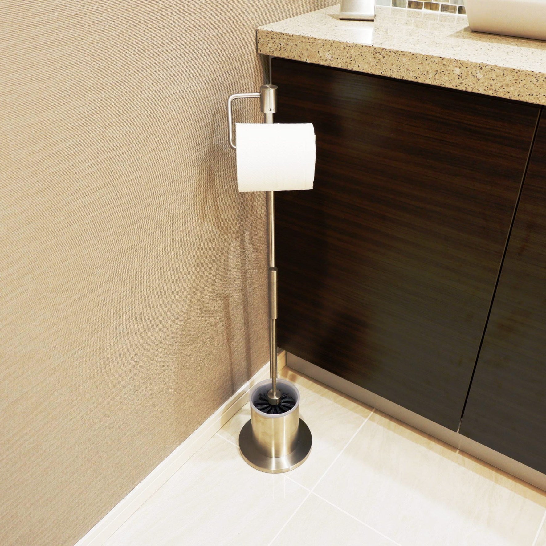 トイレットペーパースタンド｜40188 MARINO HL トイレットバトラー  トイレブラシスタンド トイレブラシ 高さ76cm 18/10ステンレス製 ヘアライン仕上げ H1 SP50