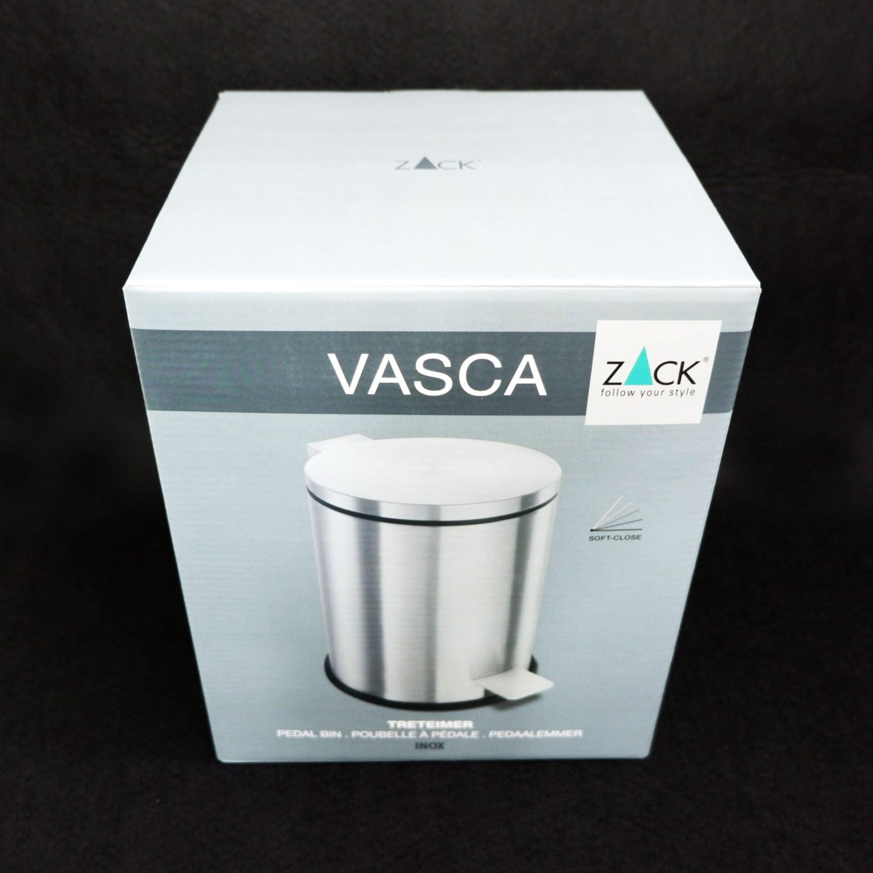 ペダルビン｜40300 VASCA HL ペーパーバスケット 蓋付きゴミ箱 高さ26cm 直径19cm 容量3L 18/10ステンレス製 ヘアライン仕上げ