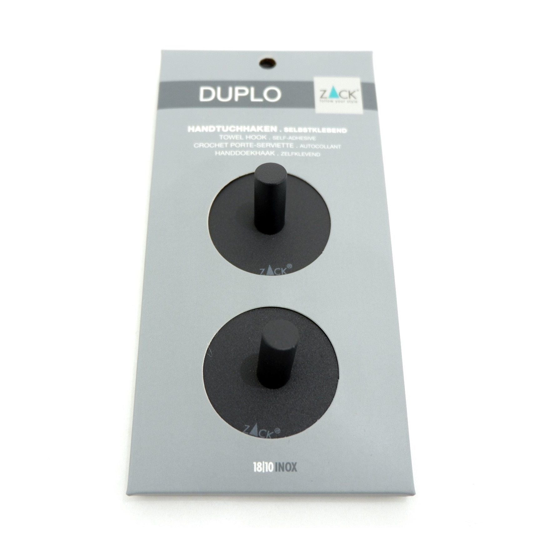 タオル掛け｜40354 DUPLO MB タオルフック 2個入 タオルホルダー シール接着タイプ 直径4.5cm 18/10ステンレス製 マットブラック SP50