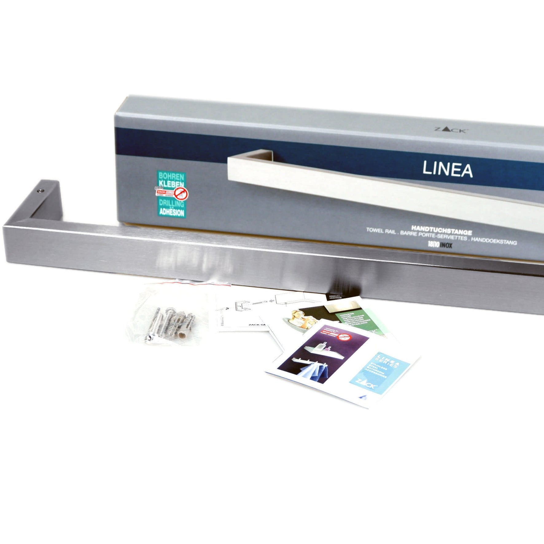 タオル掛け｜40387 LINEA HL タオルレール タオルホルダー タオルハンガー 壁設置 長さ46.5cm 高さ3cm 幅7.7cm 18/10ステンレス製 ヘアライン仕上げ