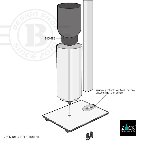 トイレットペーパースタンド｜40417 ATORE HL トイレットバトラー  トイレブラシスタンド トイレブラシ 高さ74cm ベース幅18cm 奥行き20cm 18/10ステンレス製 ヘアライン仕上げ