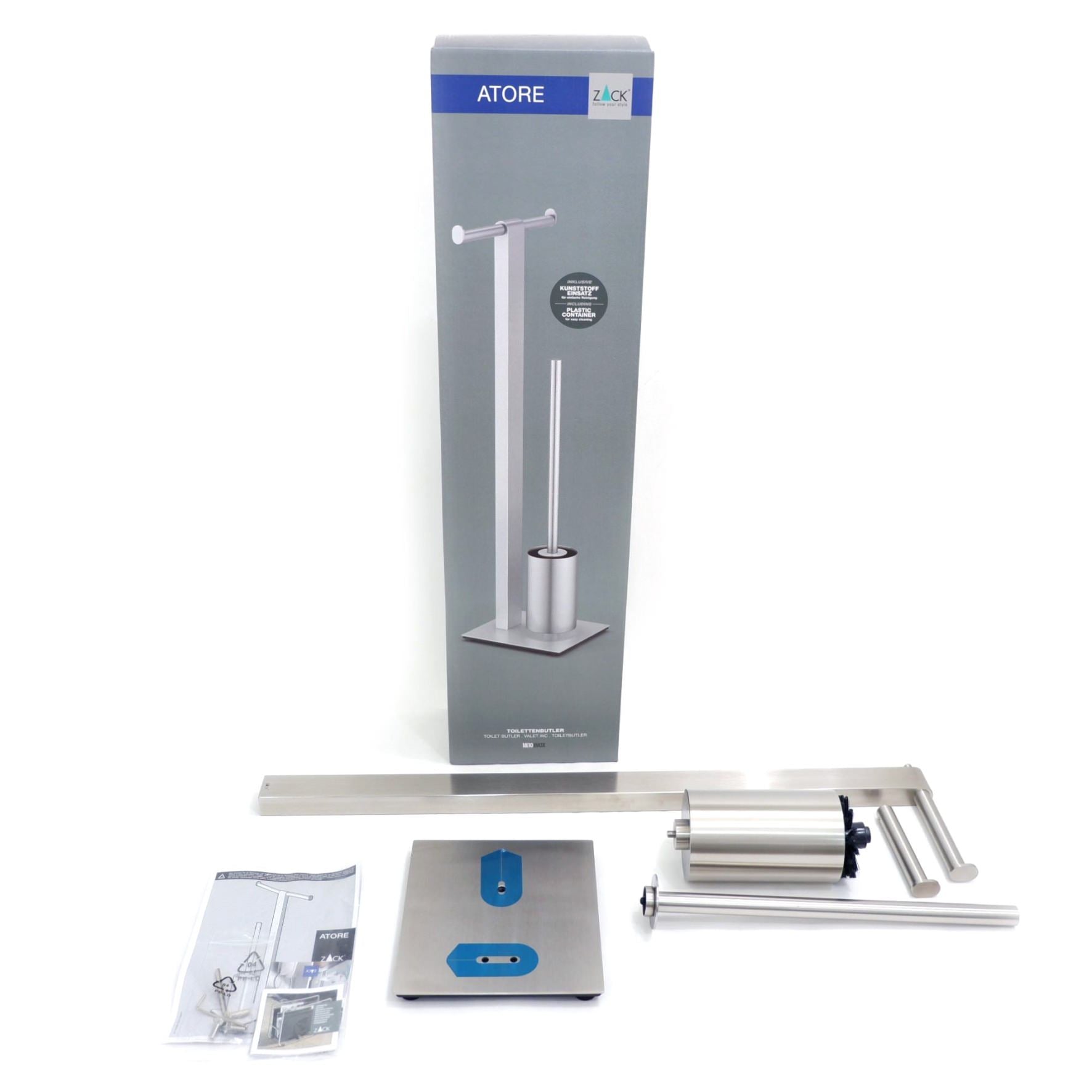 トイレットペーパースタンド｜40435 ATORE HL トイレットバトラー  トイレブラシスタンド トイレブラシ 高さ72.6cm ベース幅18cm 奥行き20cm 18/10ステンレス製 ヘアライン仕上げ H1 SP50