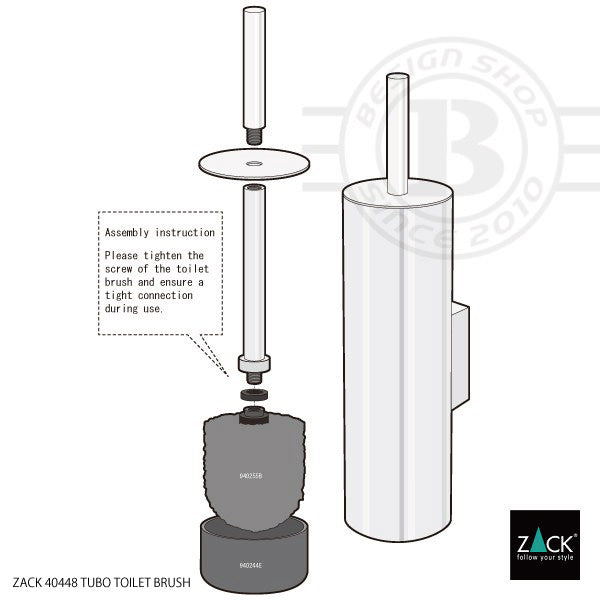 トイレブラシ｜40448 TUBO MB 壁設置タイプ トイレ掃除 長さ40.4cm ケース直径9cm 18/10ステンレス製 マットブラック SP50