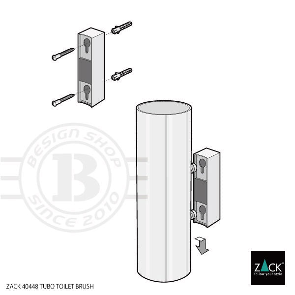 トイレブラシ｜40448 TUBO MB 壁設置タイプ トイレ掃除 長さ40.4cm ケース直径9cm 18/10ステンレス製 マットブラック SP50
