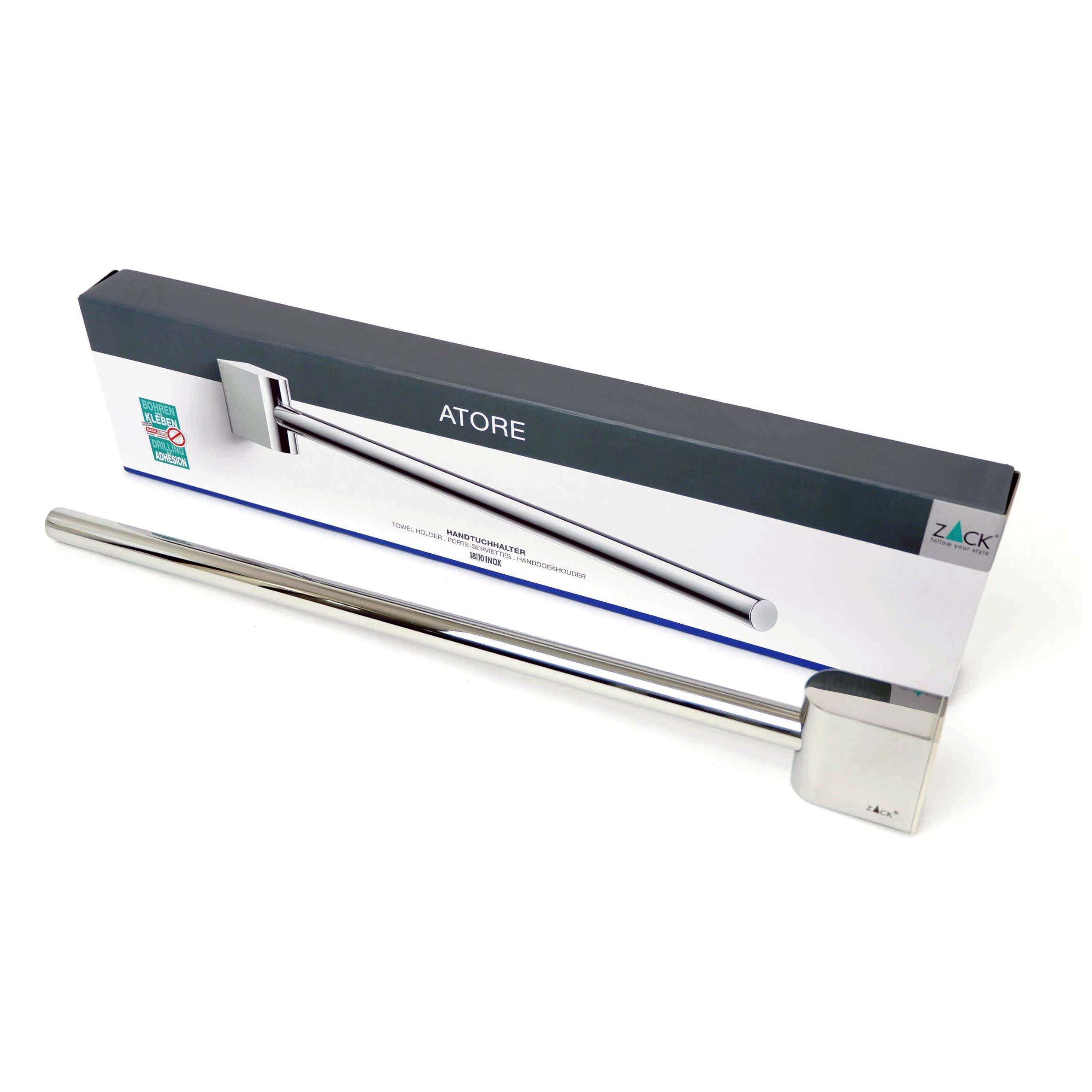 タオル掛け｜40465 ATORE MP タオルホルダー タオルレール タオルハンガー 壁設置 幅2.8cm 高さ5.2cm 長さ45cm 18/10ステンレス製 ミラーポリッシュ仕上げ