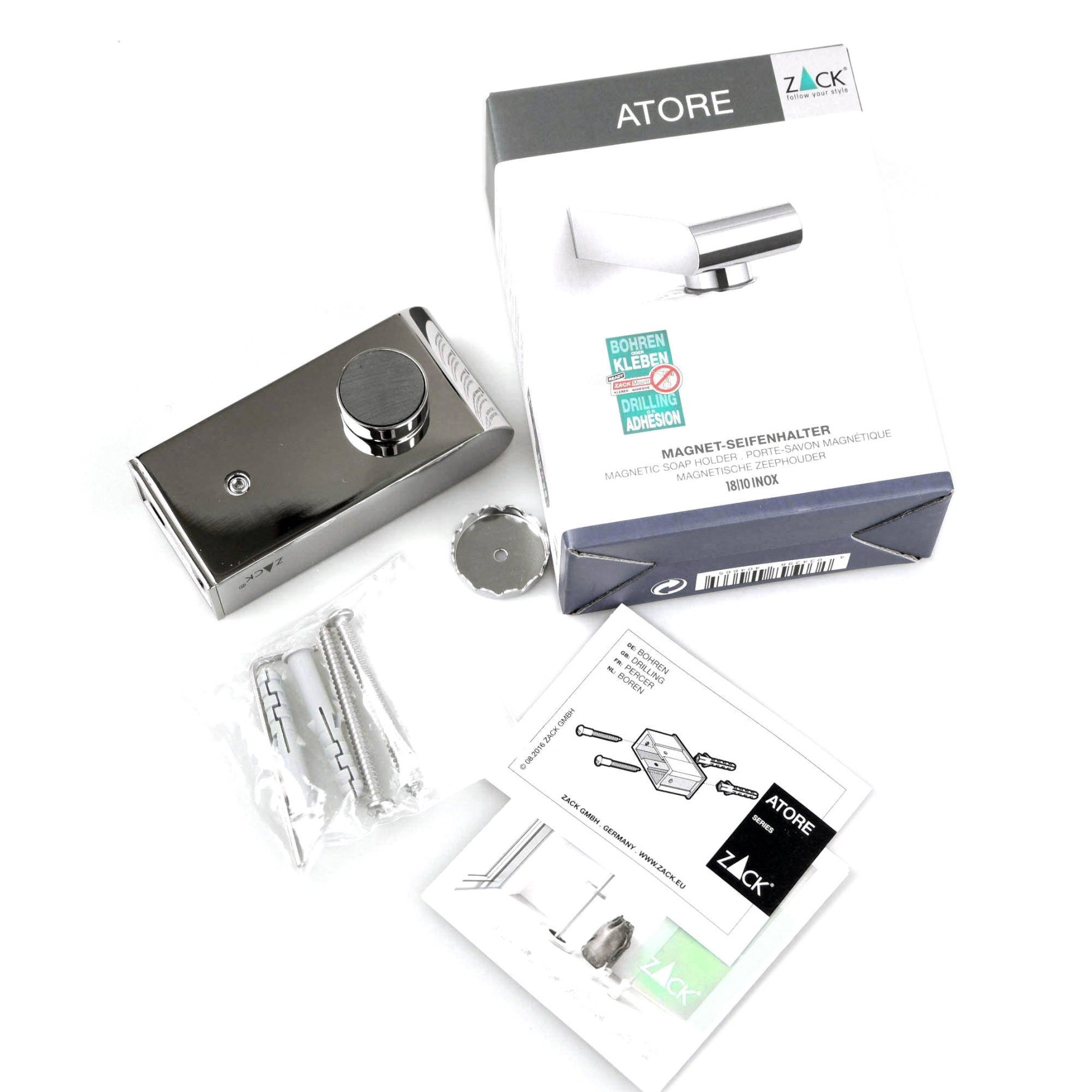 マグネット付きソープホルダー｜40466 ATORE MP マグネットタイプ 石鹸埋め込み 壁設置 幅4cm 高さ3.5cm 奥行き8.5cm 18/10ステンレス製 ミラーポリッシュ仕上げ H1