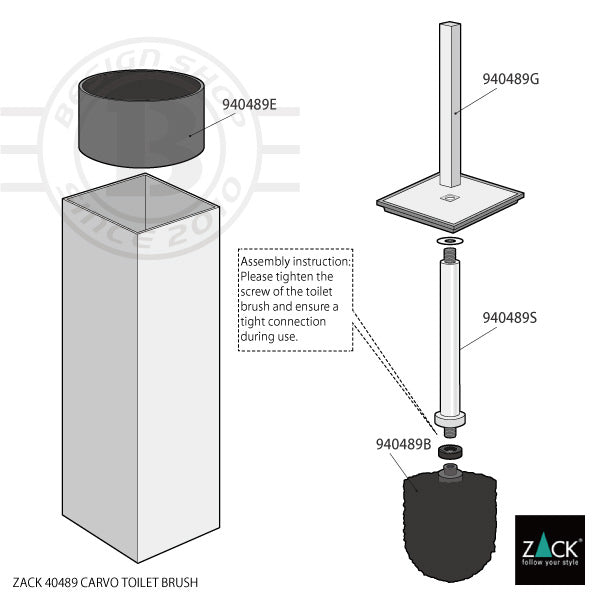 トイレブラシ｜40489 CARVO HL 床置きタイプ トイレ掃除 長さ41.7cm ケース幅8cm ケース奥行き8cm 18/10ステンレス製 ヘアライン仕上げ