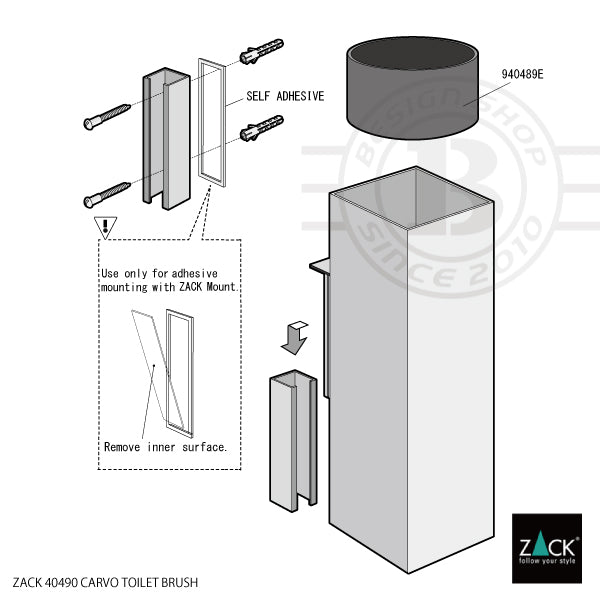 トイレブラシ｜40490 CARVO HL 壁設置タイプ トイレ掃除 長さ41.7cm ケース幅8cm 奥行き10.2cm 18/10ステンレス製 ヘアライン仕上げ SP50
