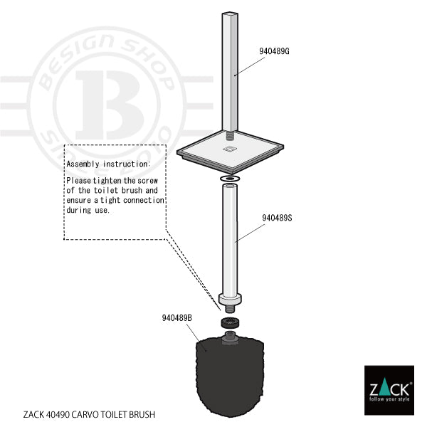トイレブラシ｜40490 CARVO HL 壁設置タイプ トイレ掃除 長さ41.7cm ケース幅8cm 奥行き10.2cm 18/10ステンレス製 ヘアライン仕上げ SP50