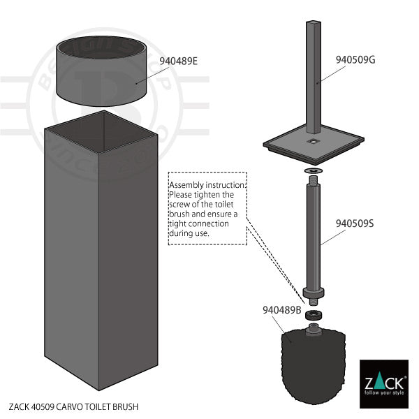 トイレブラシ｜40509 CARVO MB 床置きタイプ トイレ掃除 長さ41.7cm 幅8cm 奥行き8cm 18/10ステンレス製 マットブラック SP50