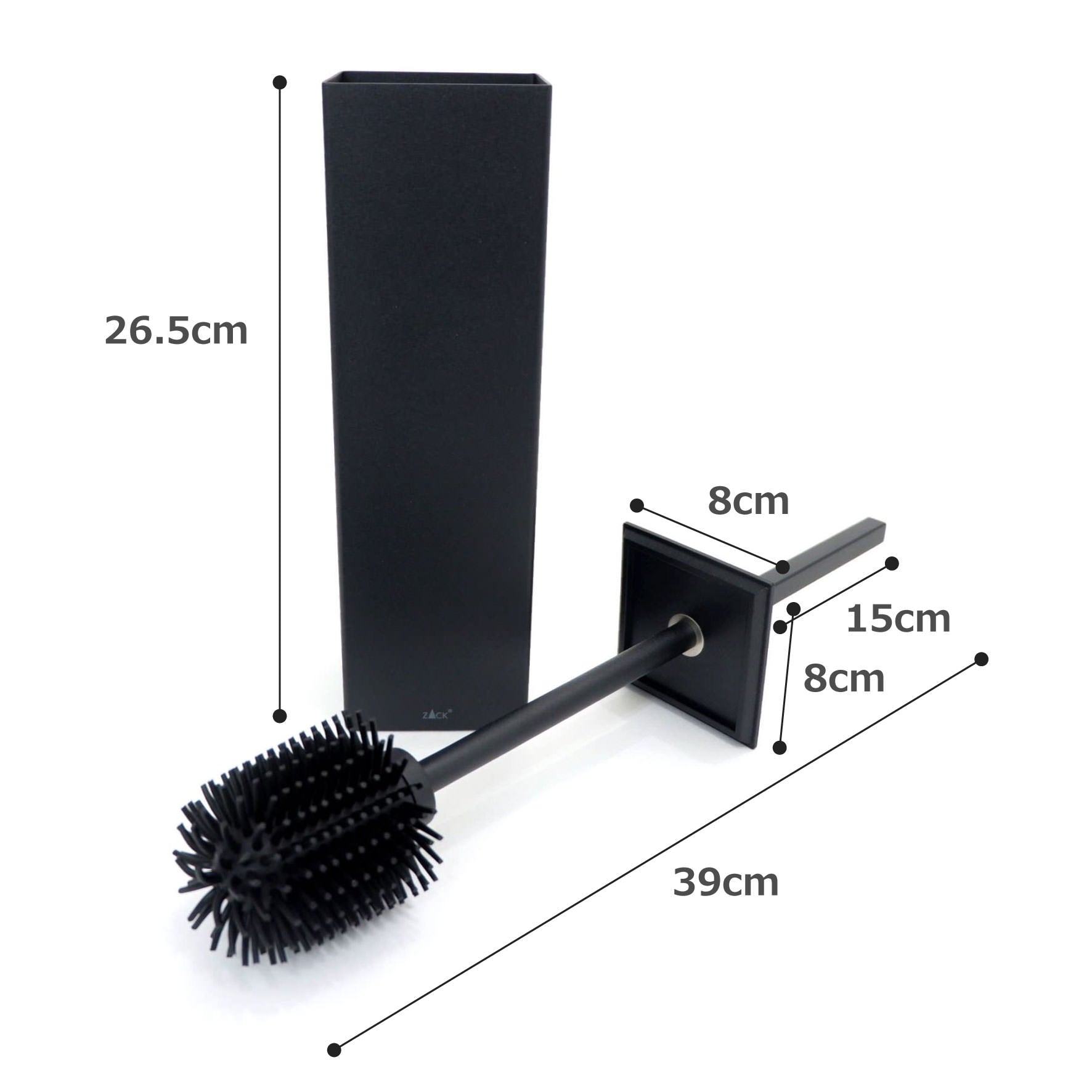 トイレブラシ｜40509 CARVO MB 床置きタイプ トイレ掃除 長さ41.7cm 幅8cm 奥行き8cm 18/10ステンレス製 マットブラック SP50