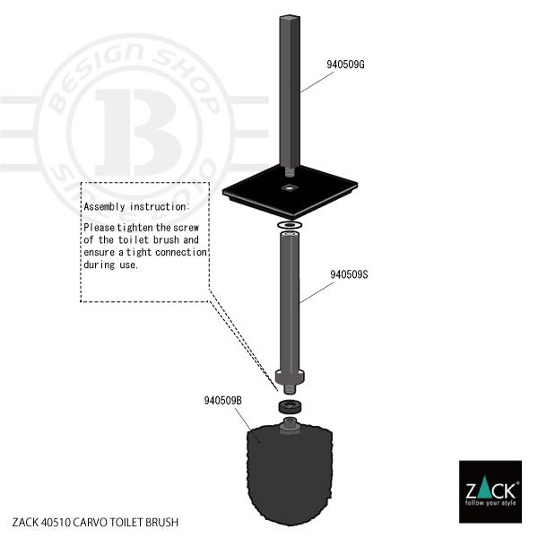 トイレブラシ｜40510 CARVO MB 壁設置タイプ トイレ掃除 長さ41.7cm ケース幅8cm 奥行き10.2cm 18/10ステンレス製 マットブラック SP50