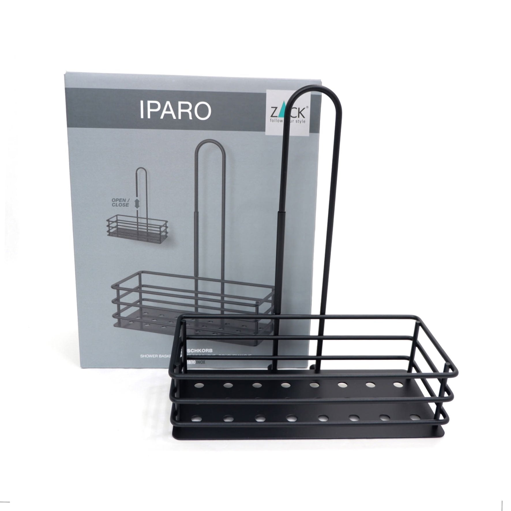 シャワーバスケット｜40526 IPARO MB バスラック バスルームラック 洗面収納 幅25.5cm 高さ31.5cm 奥行き14cm 18/10ステンレス製 マットブラック SP50