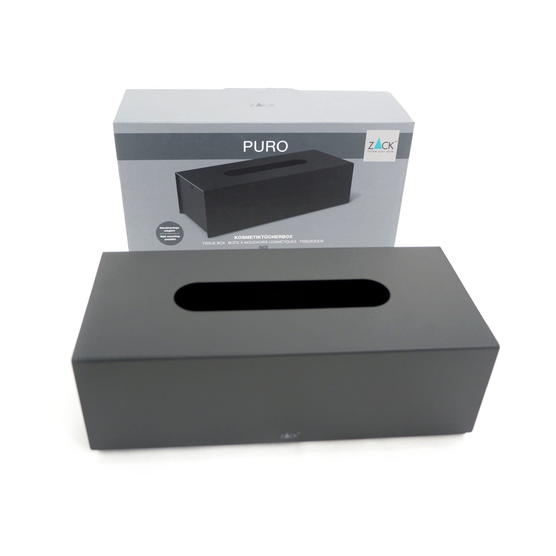 ティッシュボックス｜40541 PURO MB ティッシュケース ティッシュホルダー 幅25cm 奥行き11.6cm 高さ7.6cm 18/10ステンレス製 マットブラック