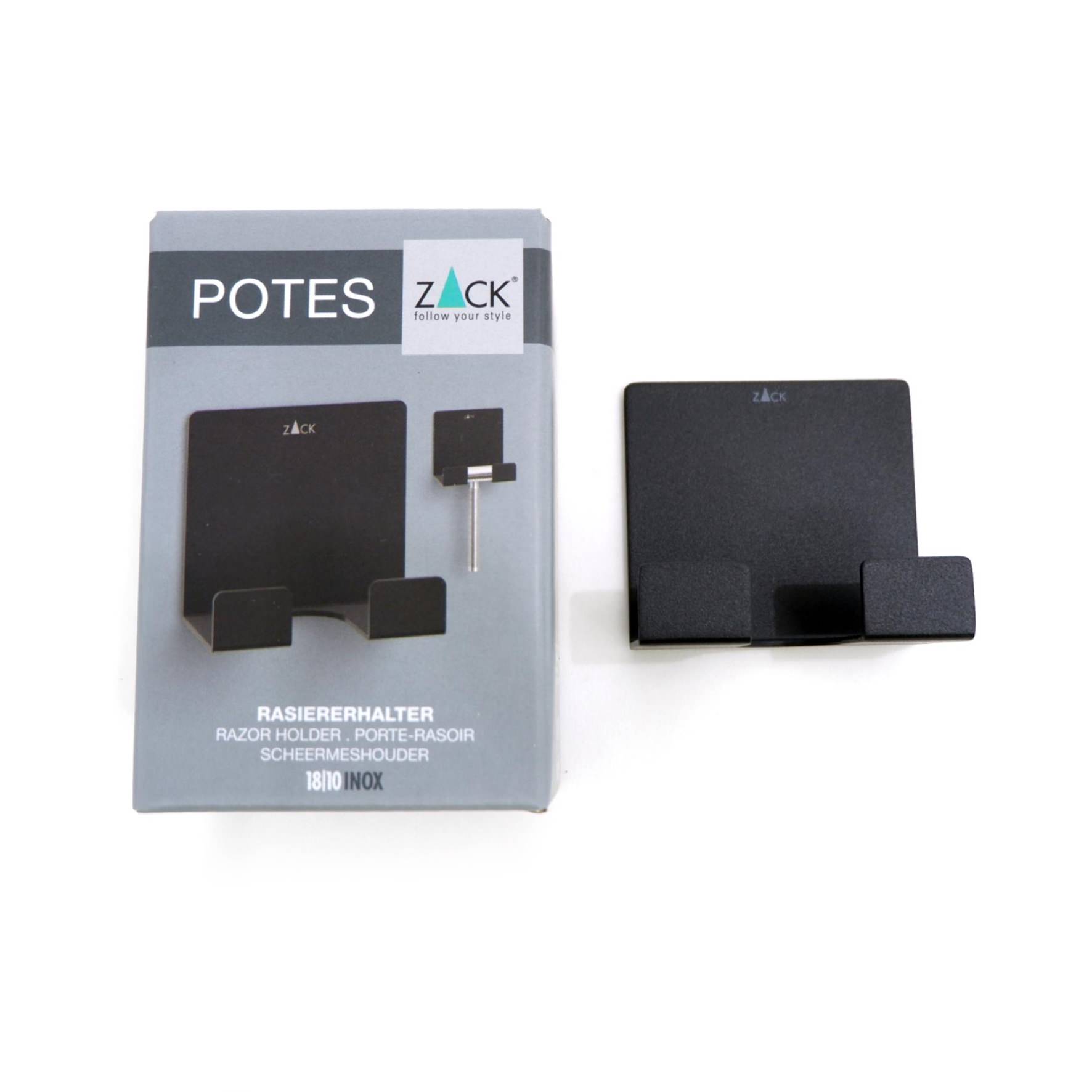 レイザーホルダー｜40604 POTES MB ひげそり 洗面収納 接着シールタイプ 高さ5.5cm 幅6cm 18/10ステンレス製 マットブラック SP50