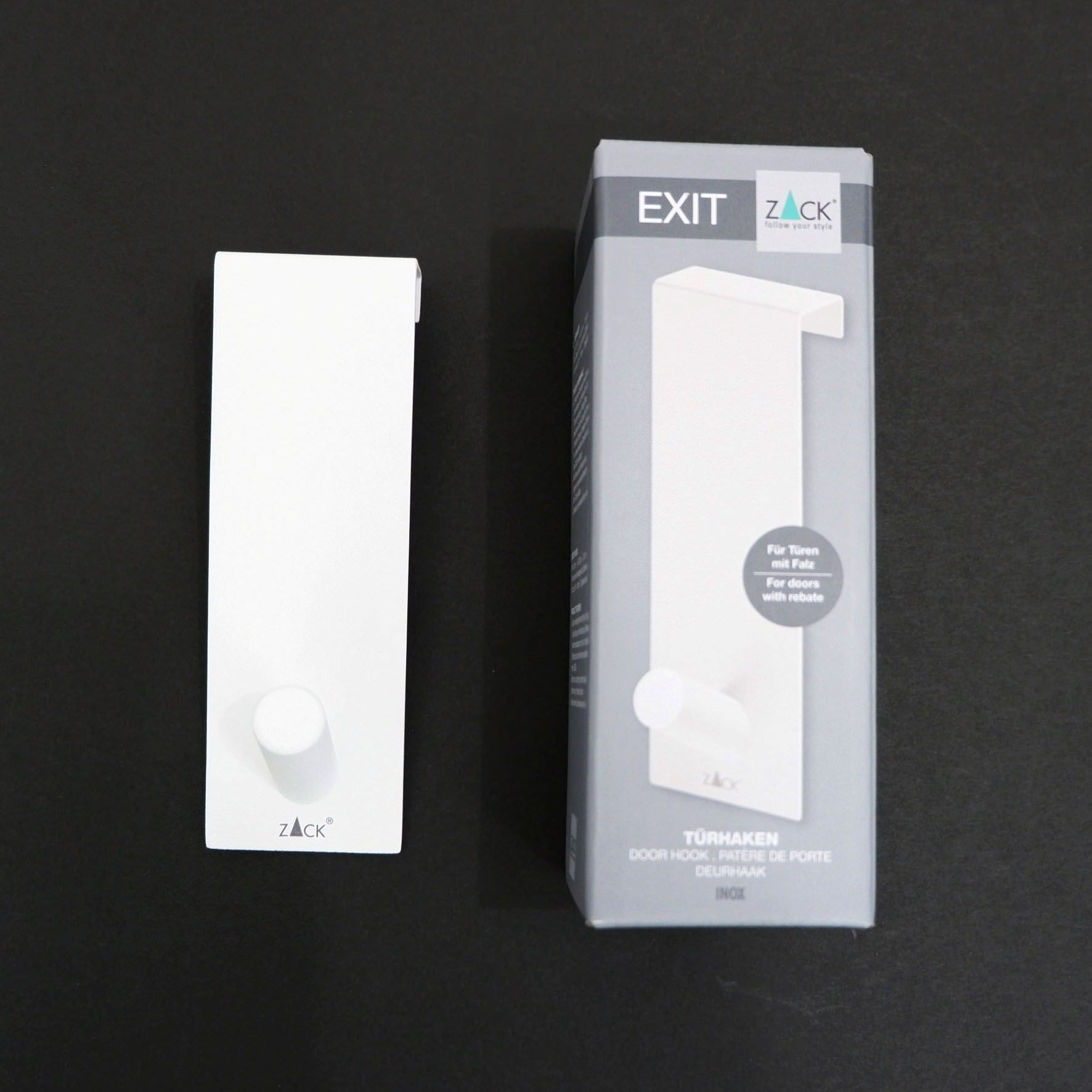 ドアフック｜40830 EXIT MW 衣類フック 帽子掛け 19mm幅ドア用 高さ13.5cm 18/10ステンレス製 マットホワイト H2-77