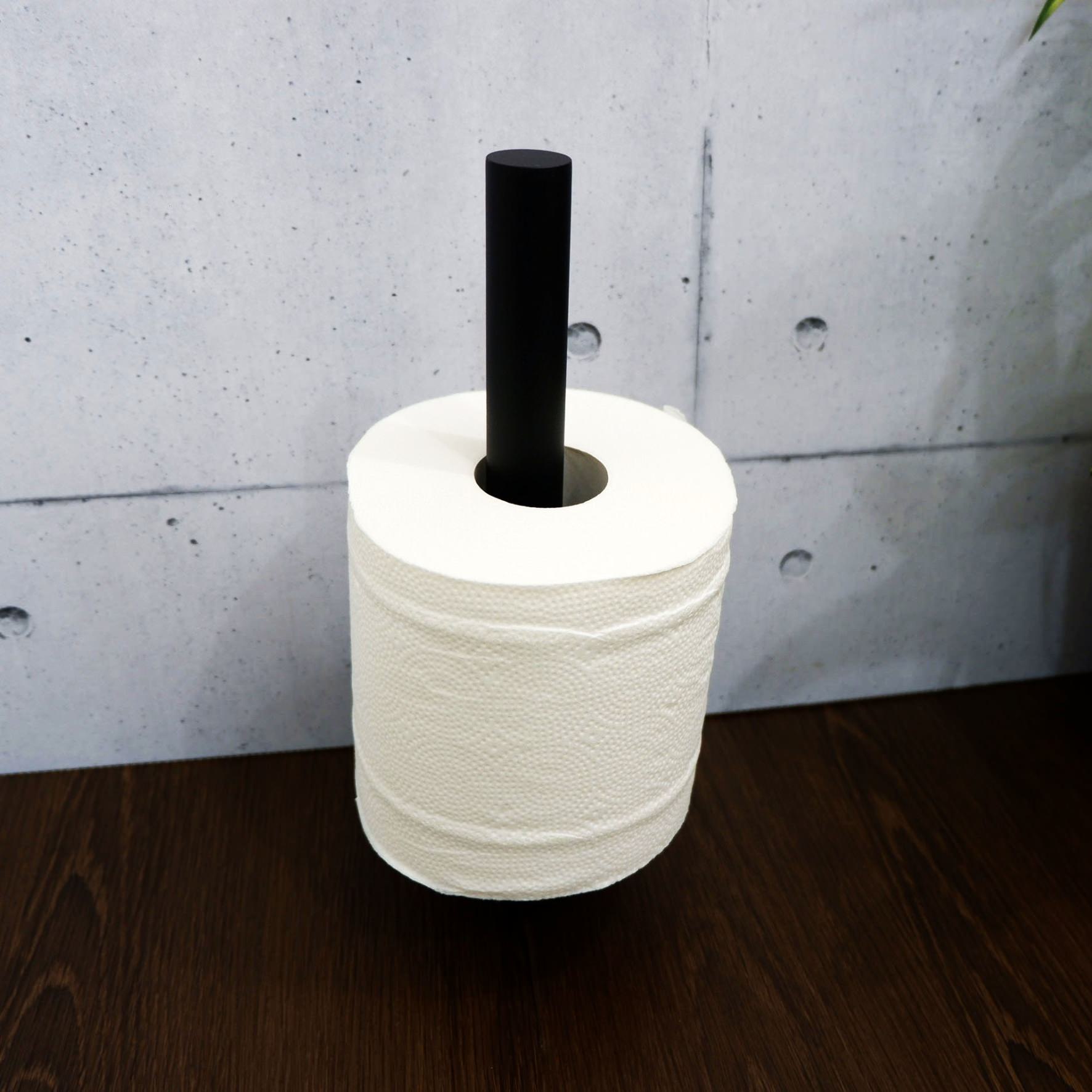 スペアトイレットペーパーホルダー｜40851 SCALA MB ロールホルダー ペーパーストッカー 壁設置タイプ 幅6cm 高さ25cm 奥行き9.1cm 18/10ステンレス製 マットブラック SP50