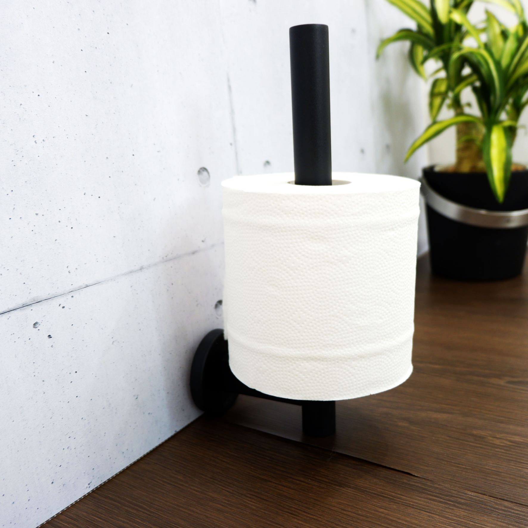 スペアトイレットペーパーホルダー｜40851 SCALA MB ロールホルダー ペーパーストッカー 壁設置タイプ 幅6cm 高さ25cm 奥行き9.1cm 18/10ステンレス製 マットブラック SP50