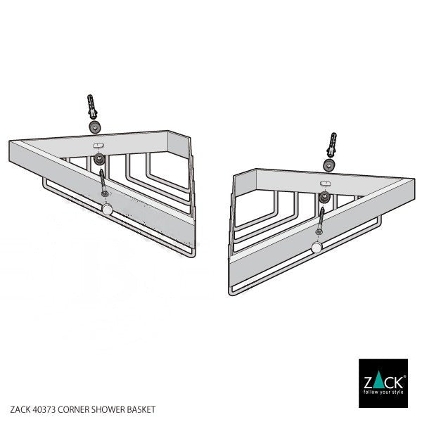 シャワーバスケット｜ZACK 40373 LINEA HL バスラック バスルームラック 洗面収納 壁設置タイプ 幅30.2cm 高さ7.7cm 奥行き14cm 18/10ステンレス製 ヘアライン仕上げ H1 SP50 17