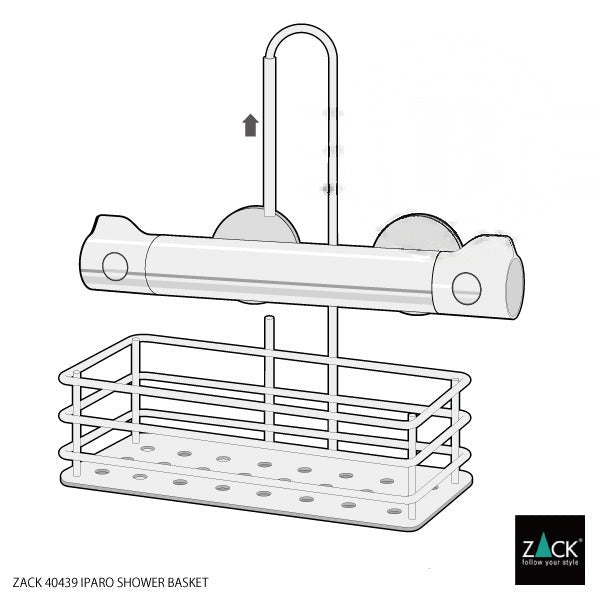 シャワーバスケット｜ZACK 40439 IPARO MP バスラック バスルームラック 洗面収納 幅25.5cm 高さ31.5cm 奥行き13.2cm 18/10ステンレス製 ミラーポリッシュ仕上げ H1 16