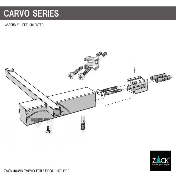 トイレットペーパーホルダー｜ZACK 40480 CARVO HL ペーパーホルダー ペーパーストッカー 壁設置タイプ 幅16.5cm 高さ2.6cm 奥行き10cm 18/10ステンレス製 ヘアライン仕上げ 18