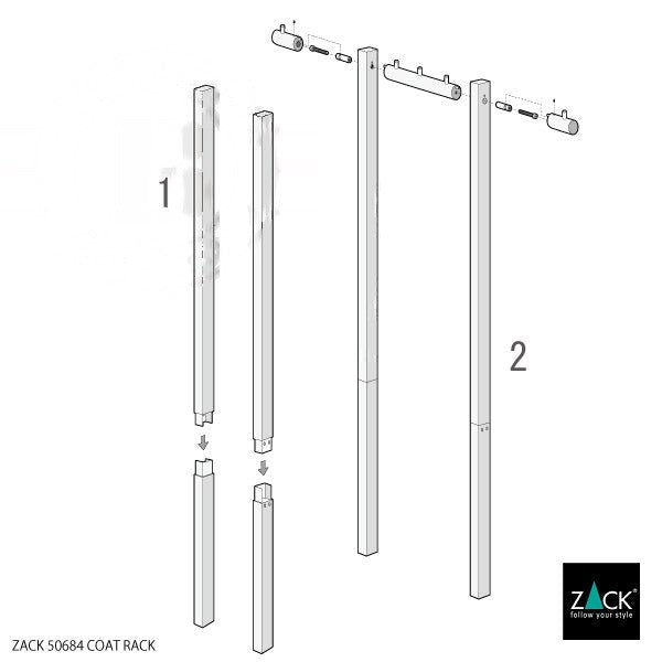 コートラック｜ZACK 50684 VESTOR HL コートスタンド 傘立て アンブレラスタンド 高さ170cm ベース幅49cm 奥行き34cm 18/10ステンレス製 ヘアライン仕上げ 09