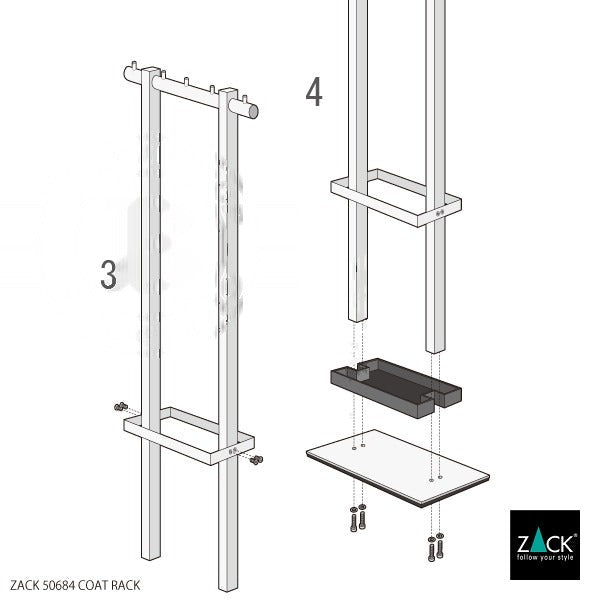 コートラック｜ZACK 50684 VESTOR HL コートスタンド 傘立て アンブレラスタンド 高さ170cm ベース幅49cm 奥行き34cm 18/10ステンレス製 ヘアライン仕上げ 10